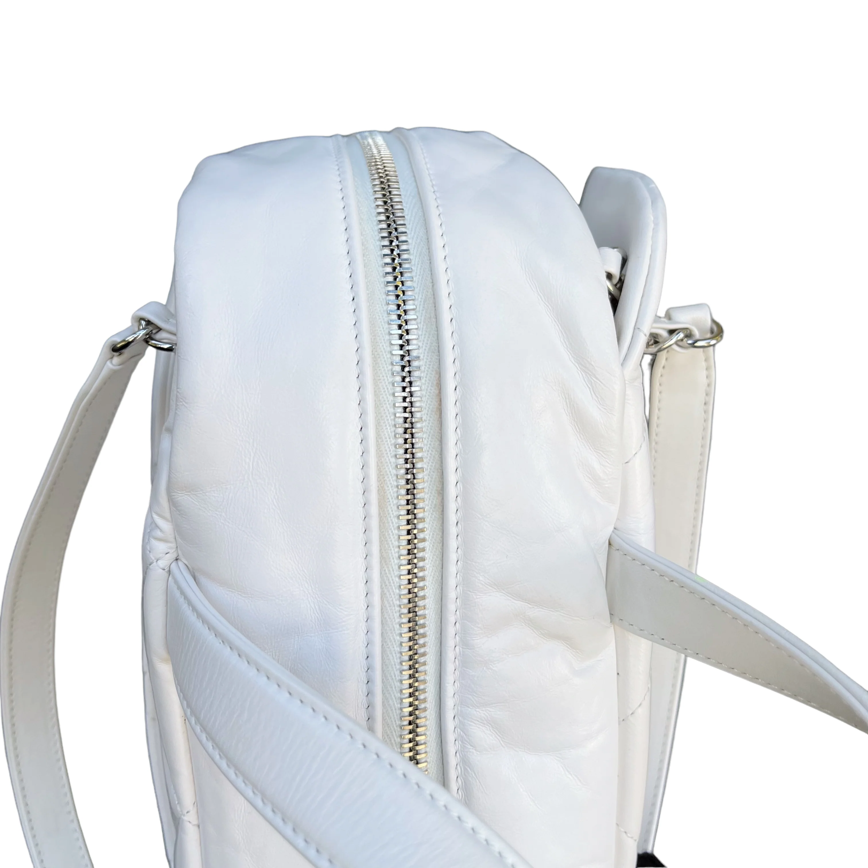 Aged Calfskin Quilted Express Bowling White SHW - Image 12