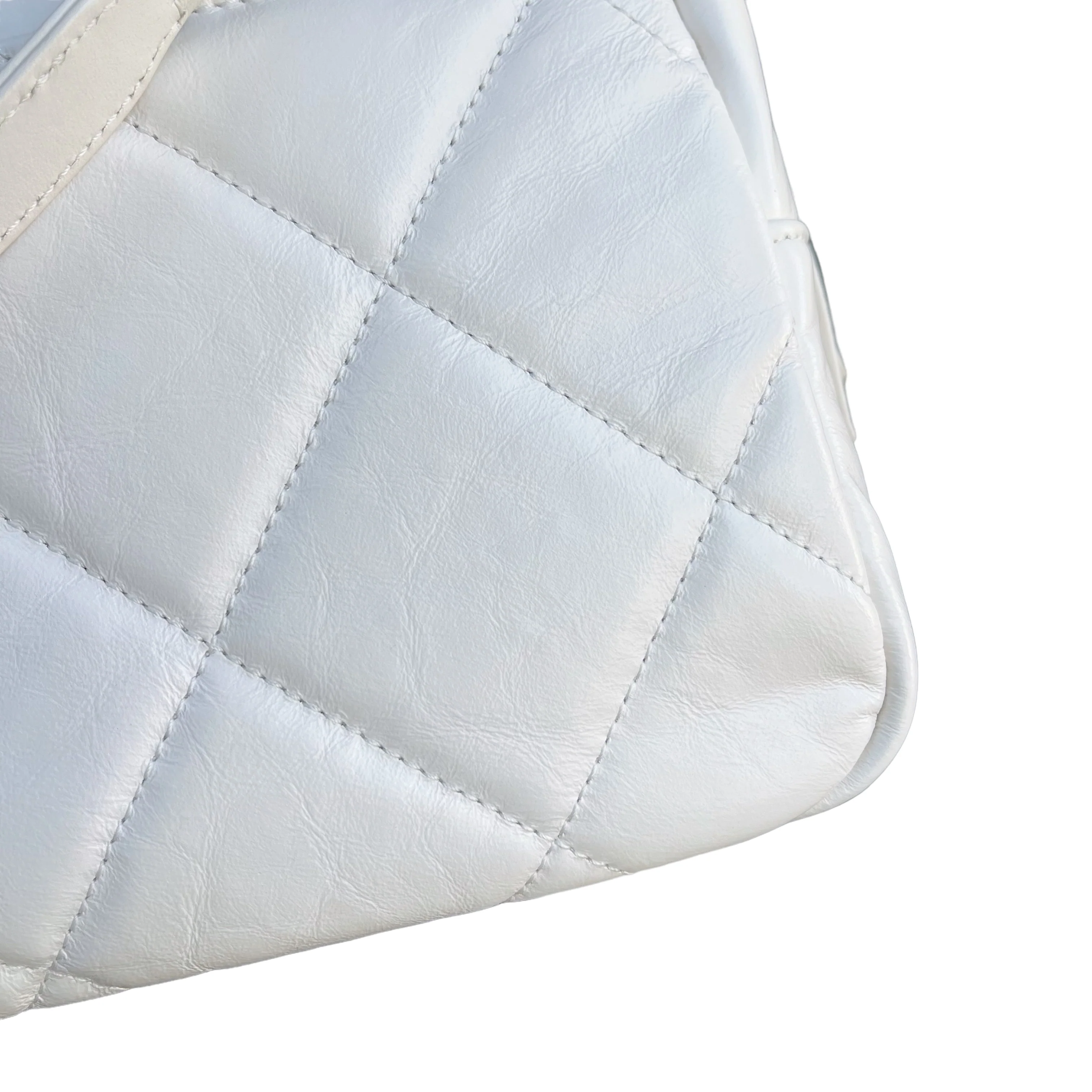 Aged Calfskin Quilted Express Bowling White SHW - Image 15