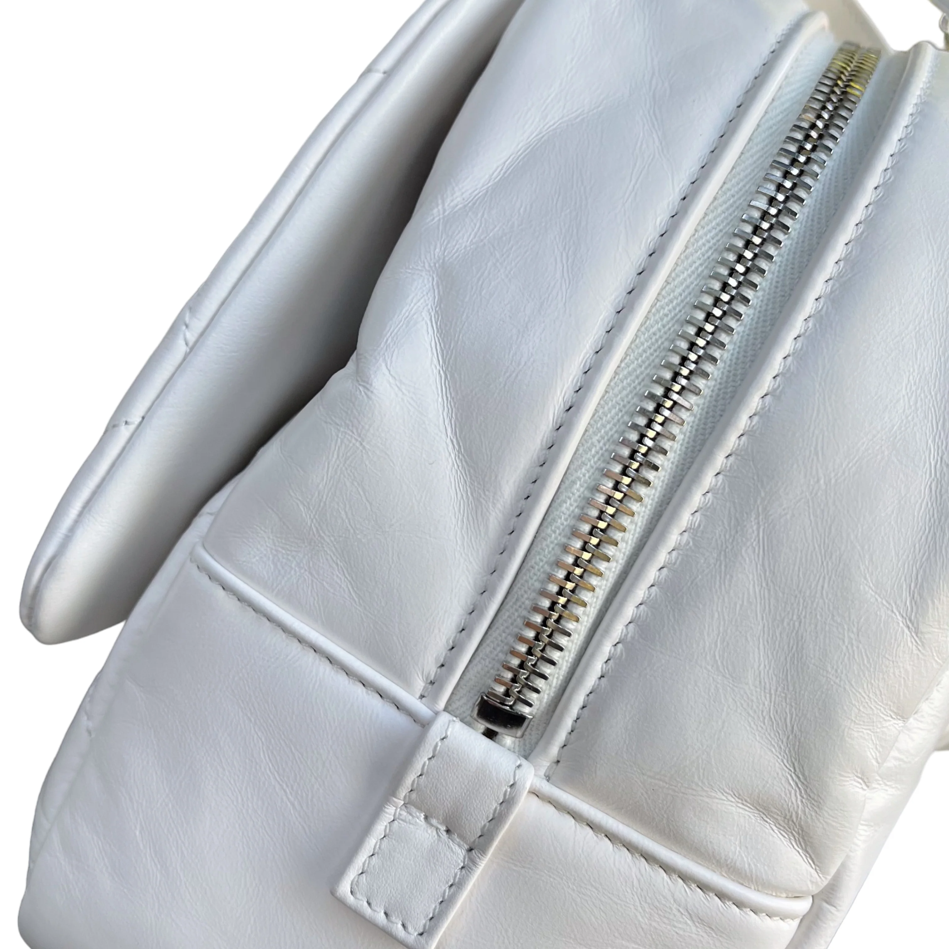 Aged Calfskin Quilted Express Bowling White SHW - Image 17