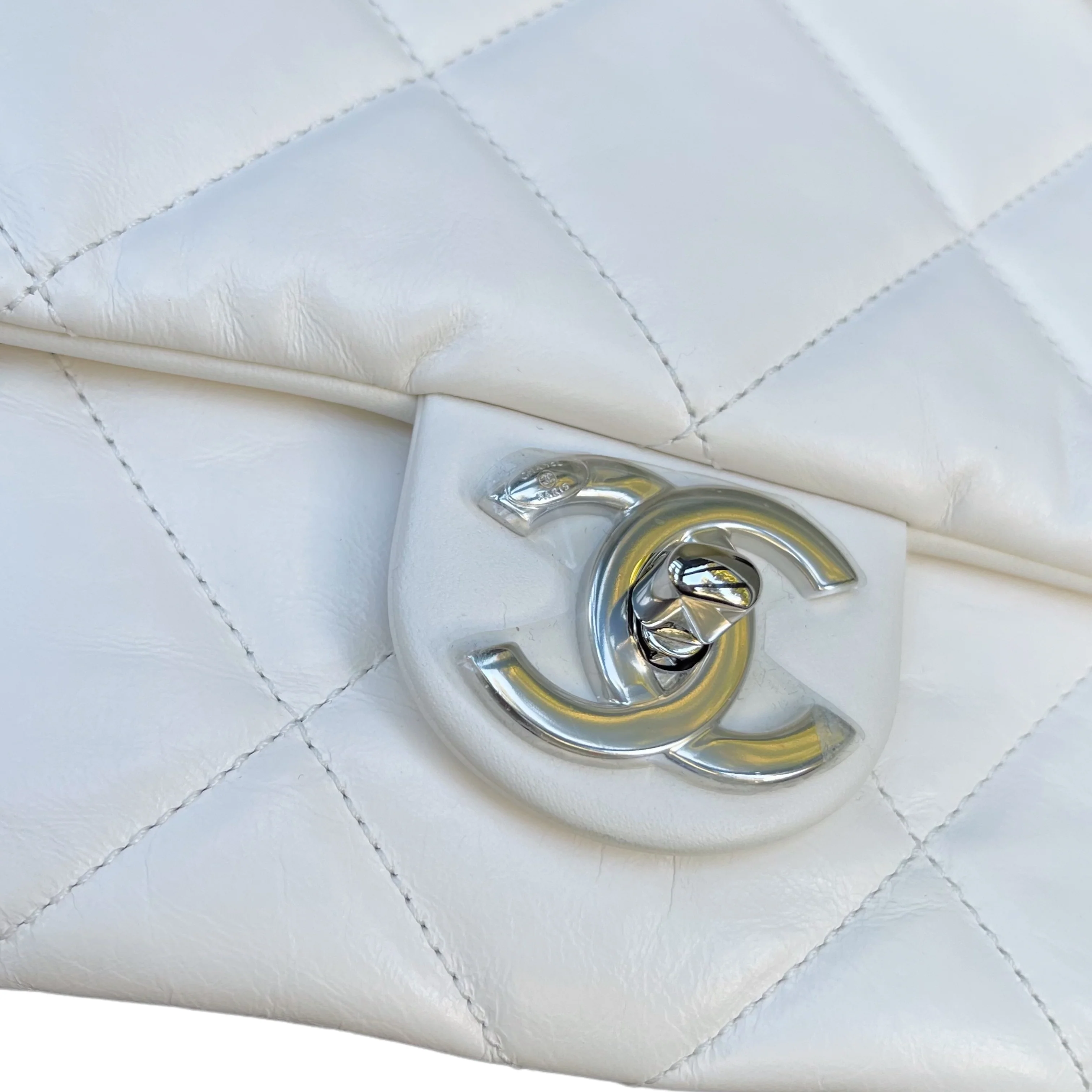 Aged Calfskin Quilted Express Bowling White SHW - Image 18