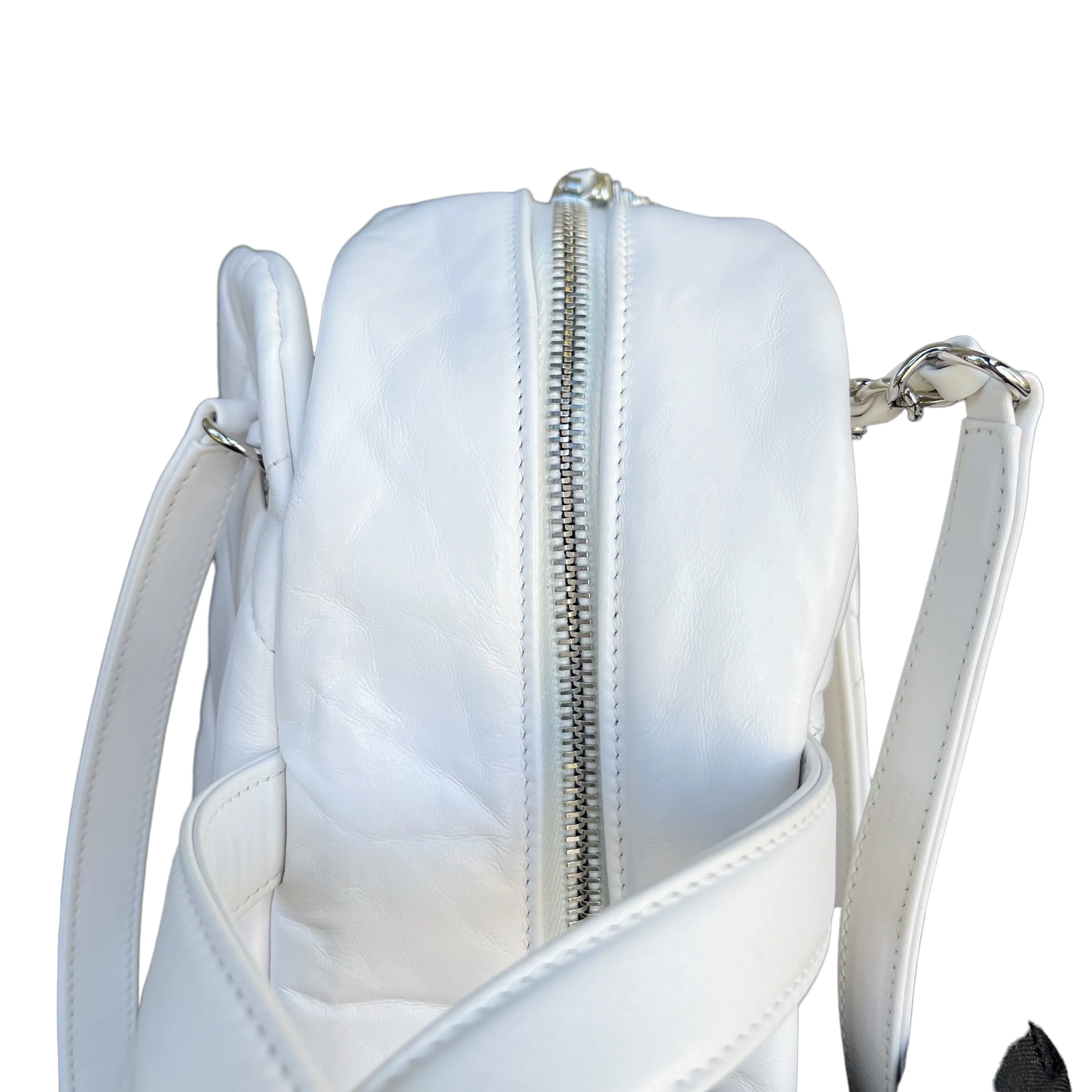 Aged Calfskin Quilted Express Bowling White SHW - Image 22