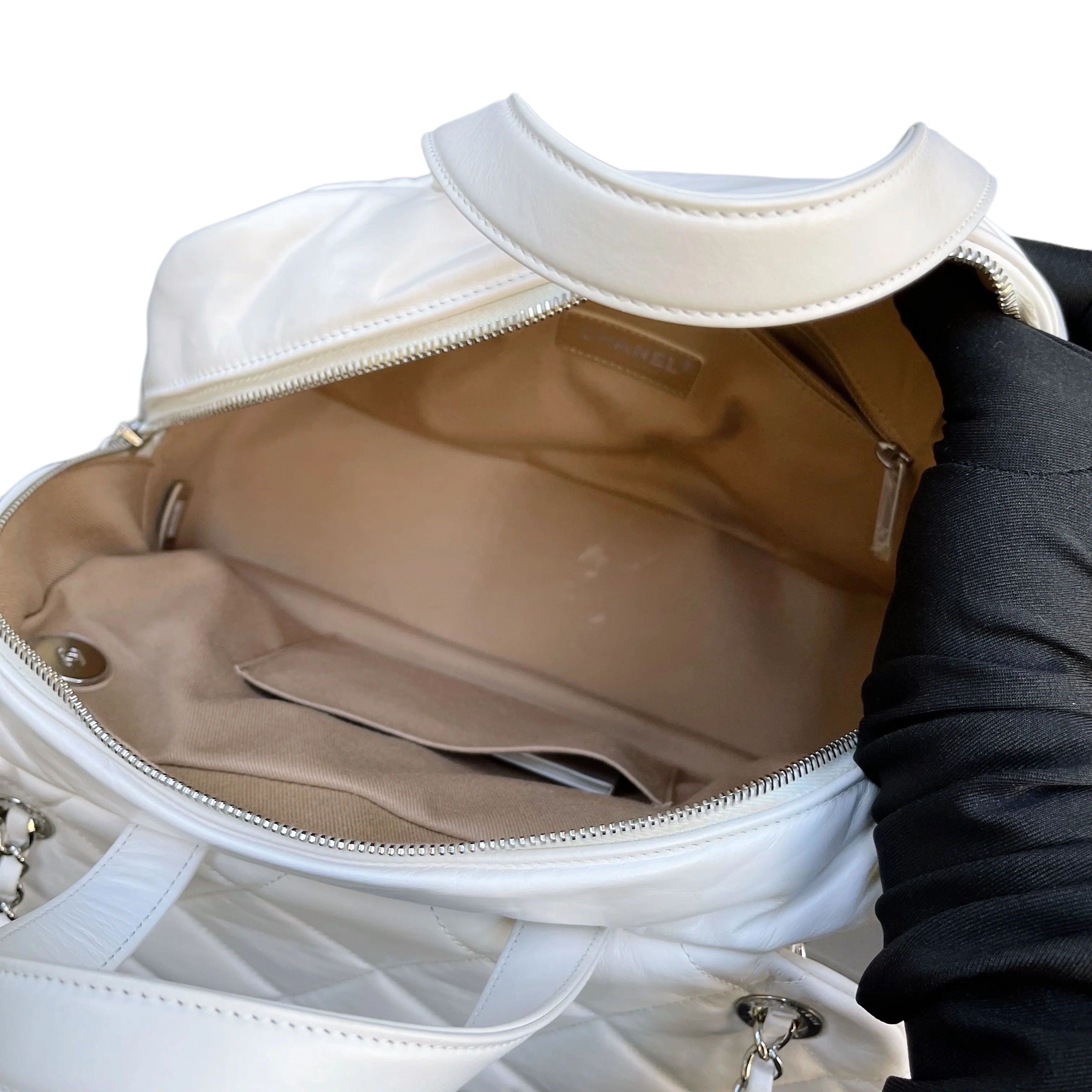 Aged Calfskin Quilted Express Bowling White SHW - Image 24