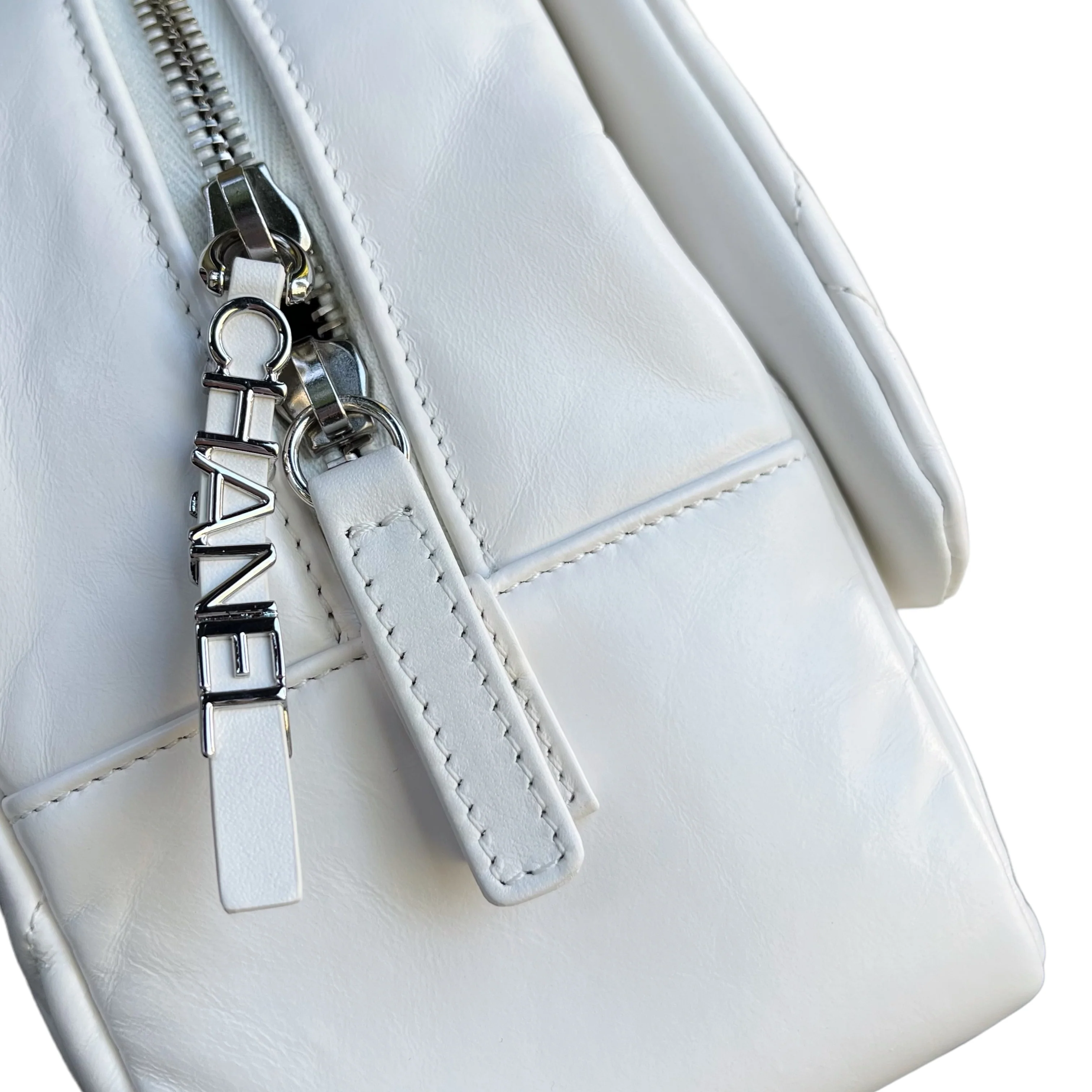 Aged Calfskin Quilted Express Bowling White SHW - Image 5