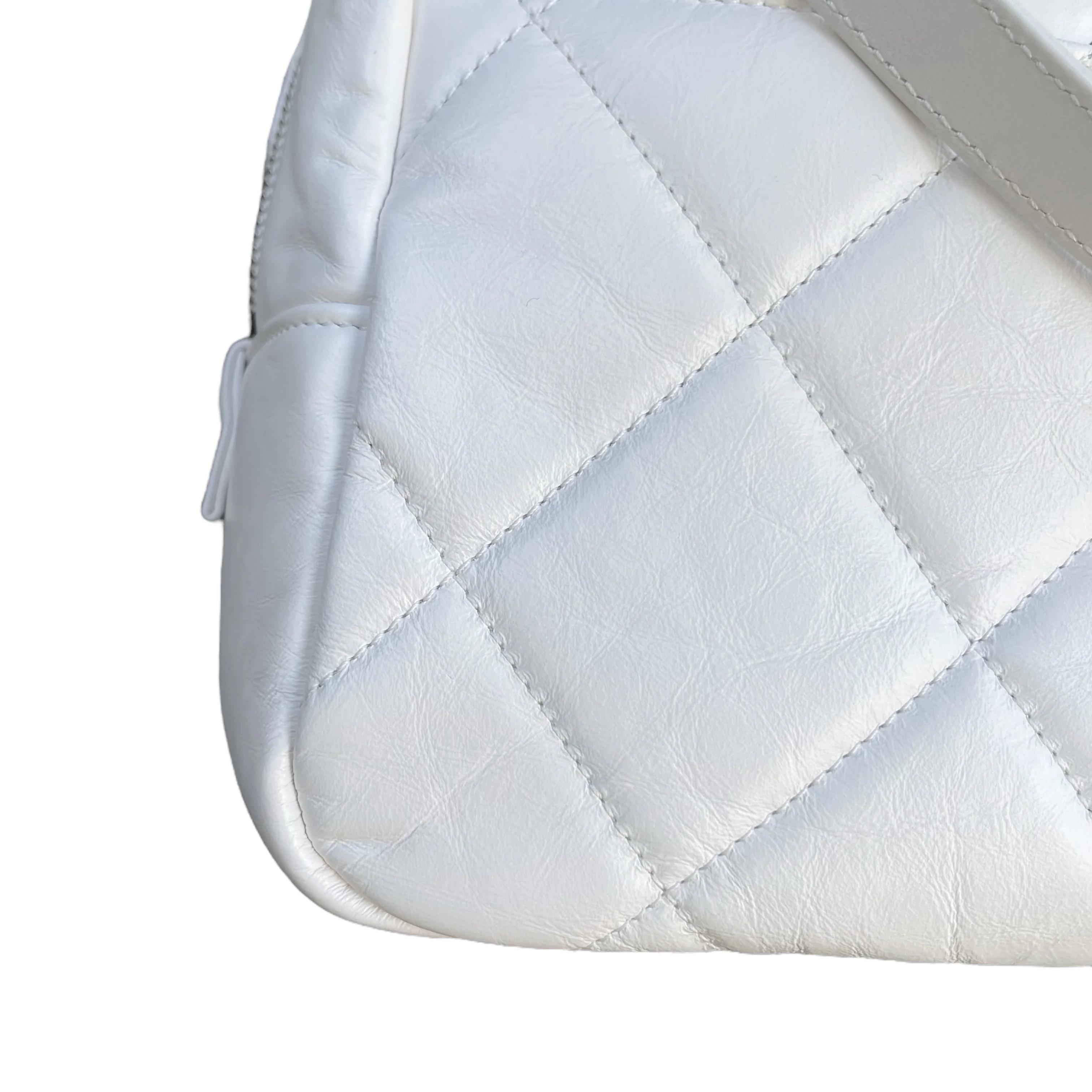 Aged Calfskin Quilted Express Bowling White SHW - Image 6