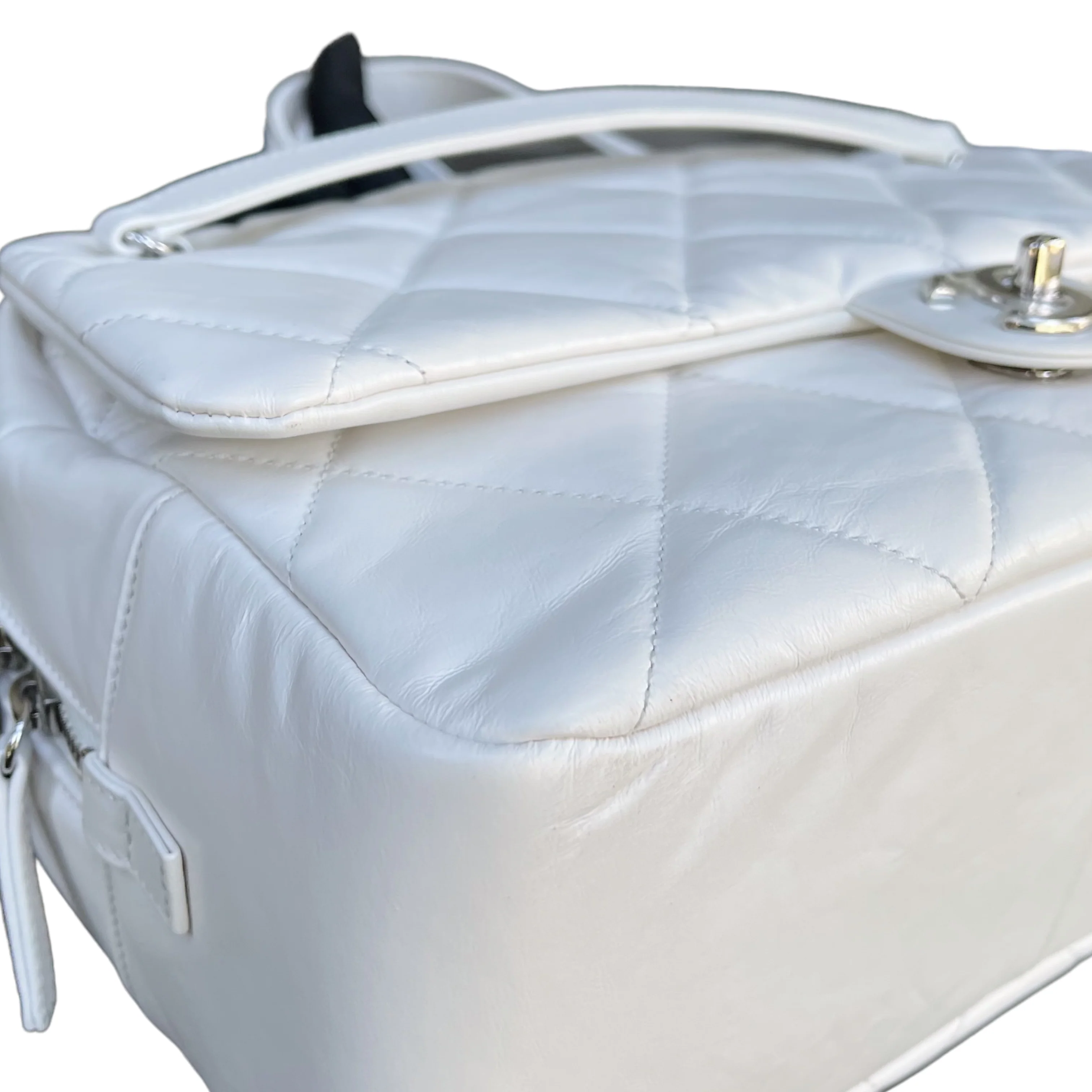 Aged Calfskin Quilted Express Bowling White SHW - Image 9