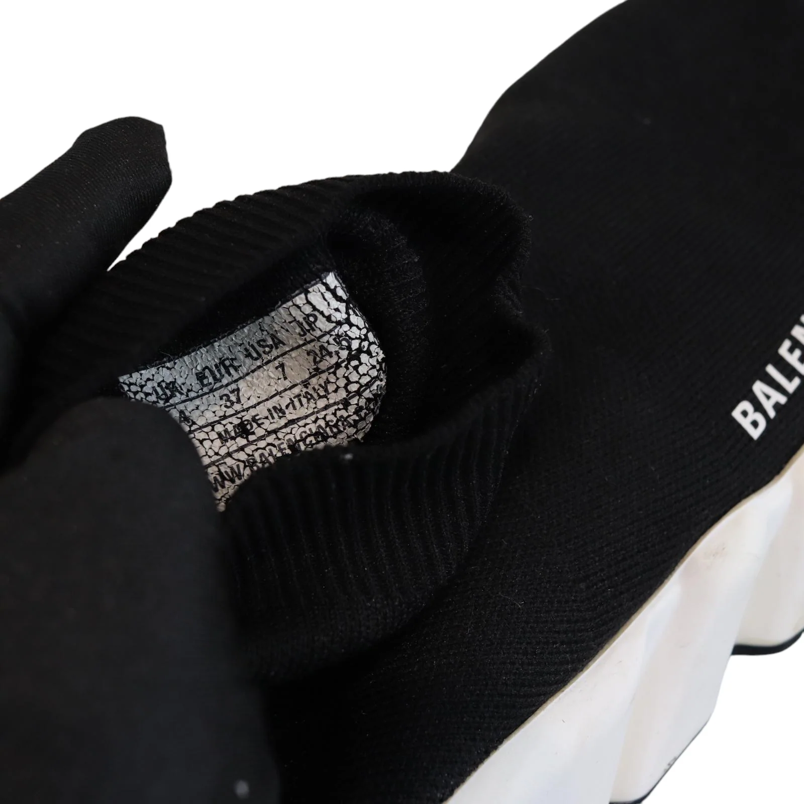 Knit Women Speed Sneakers 37 Black White - Image 12