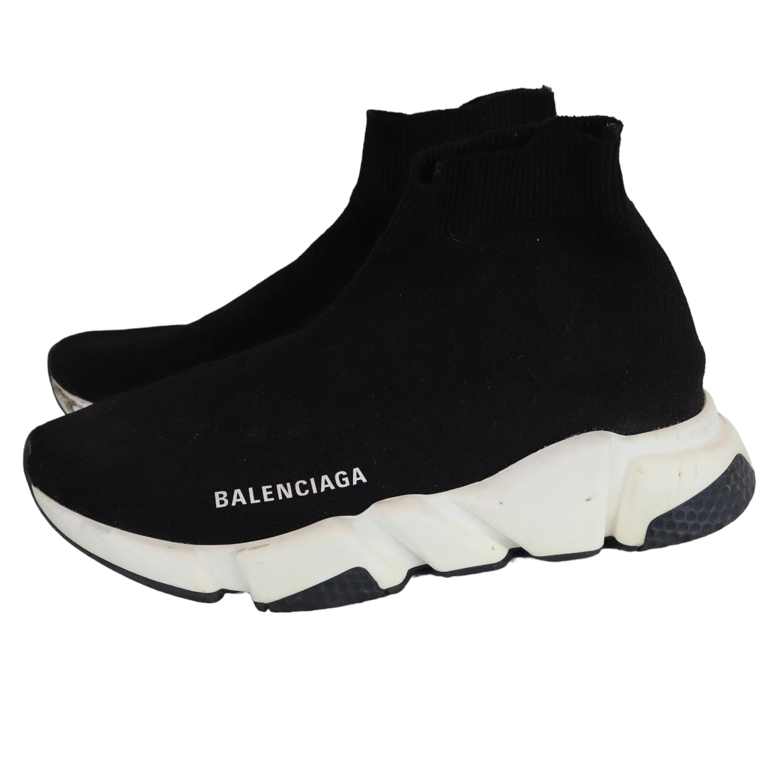 Knit Women Speed Sneakers 37 Black White - Image 4