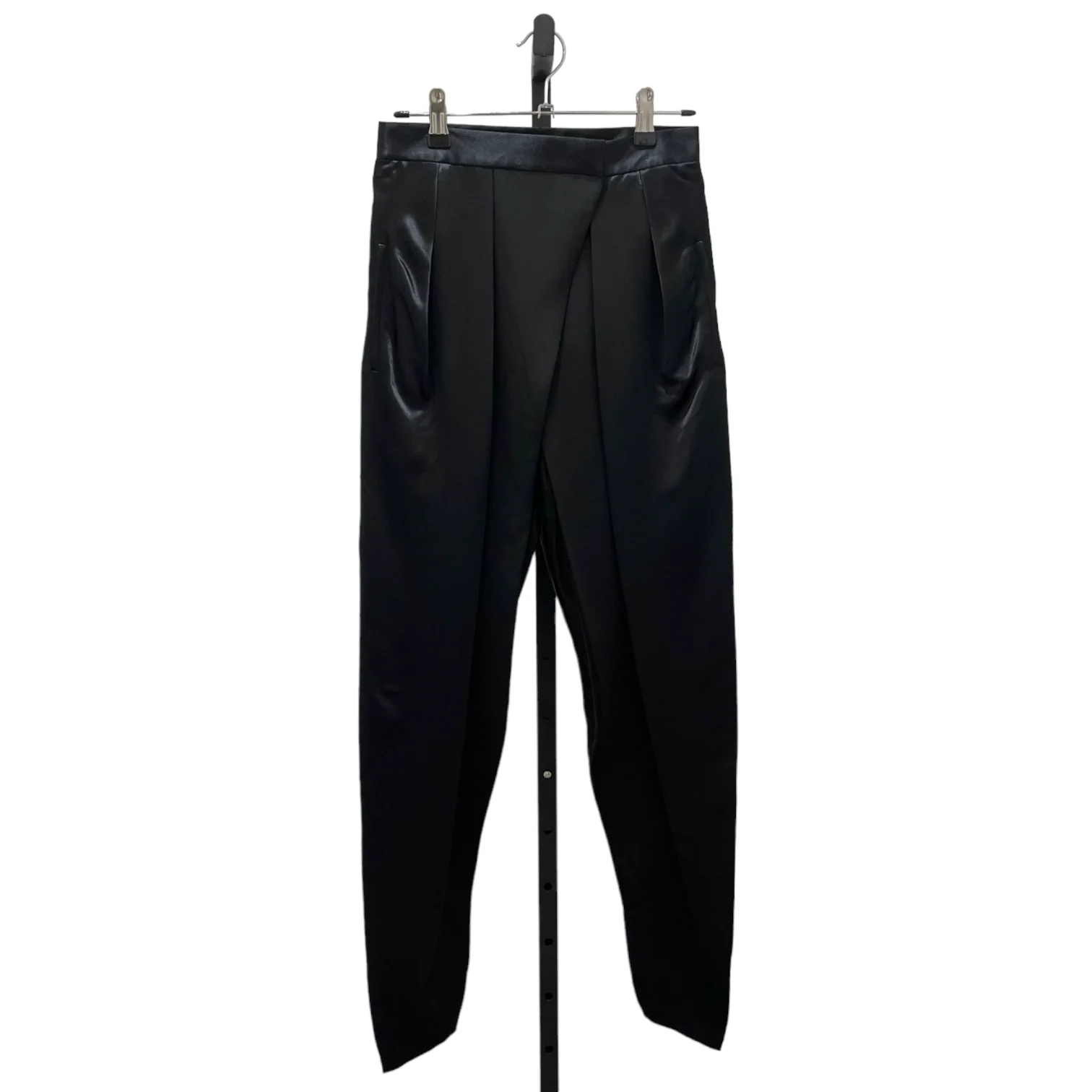 Trousers Women's 4 Black Silk Wrap Front Zipped Ankle Trousers - Image 3