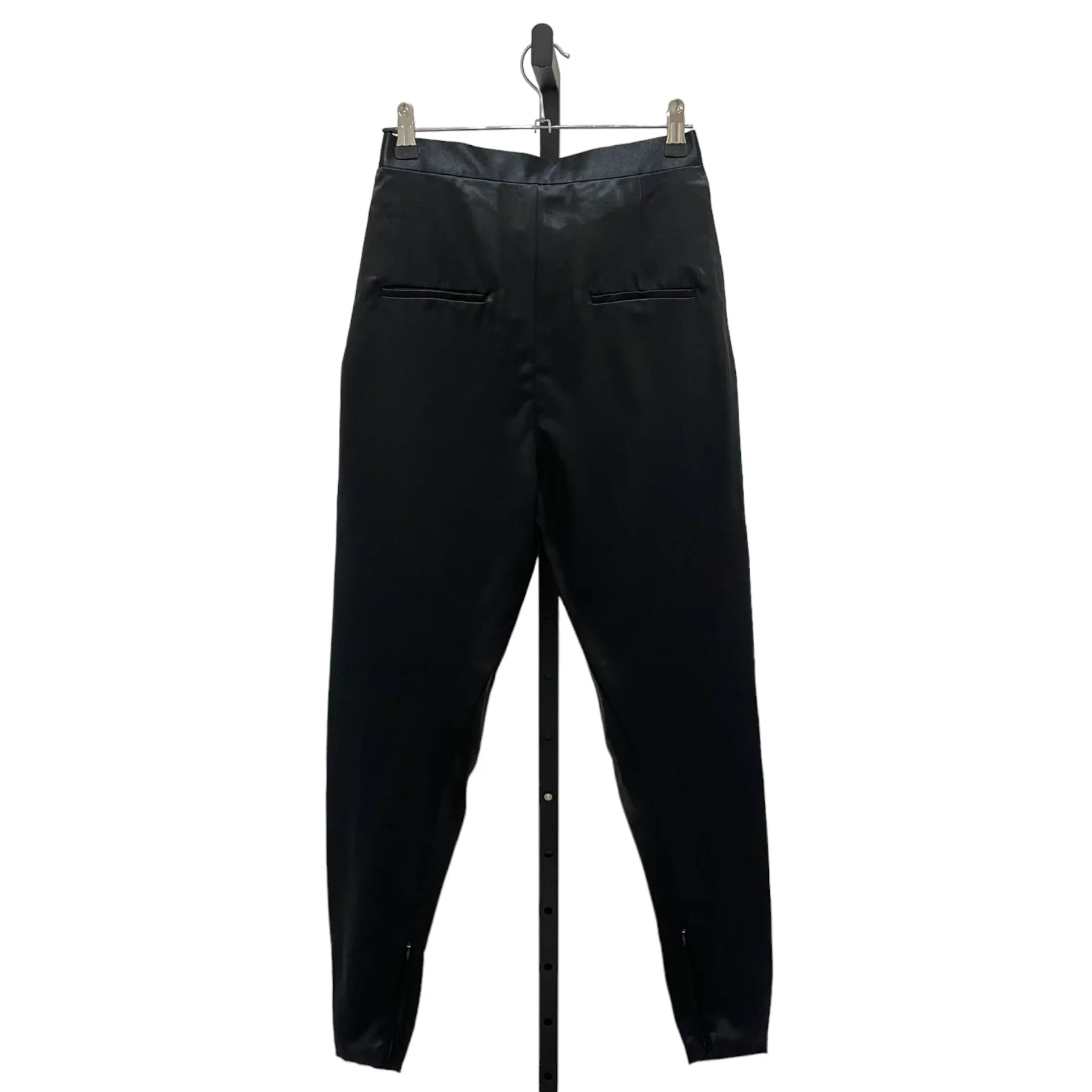 Trousers Women's 4 Black Silk Wrap Front Zipped Ankle Trousers - Image 4