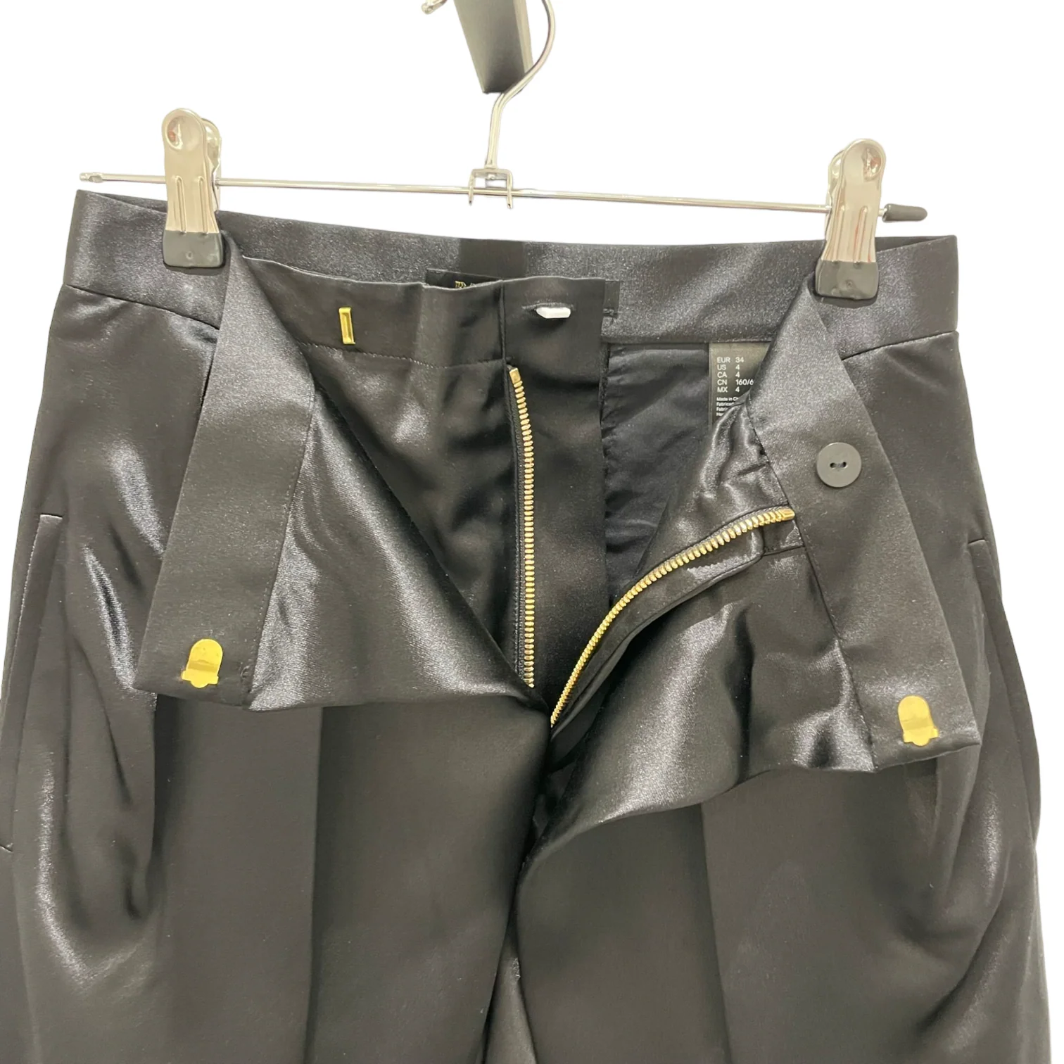 Trousers Women's 4 Black Silk Wrap Front Zipped Ankle Trousers - Image 6