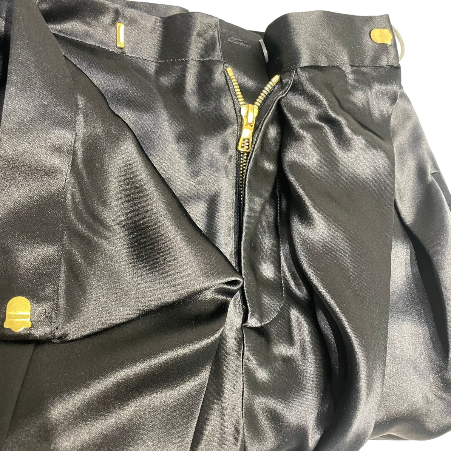 Trousers Women's 4 Black Silk Wrap Front Zipped Ankle Trousers - Image 7