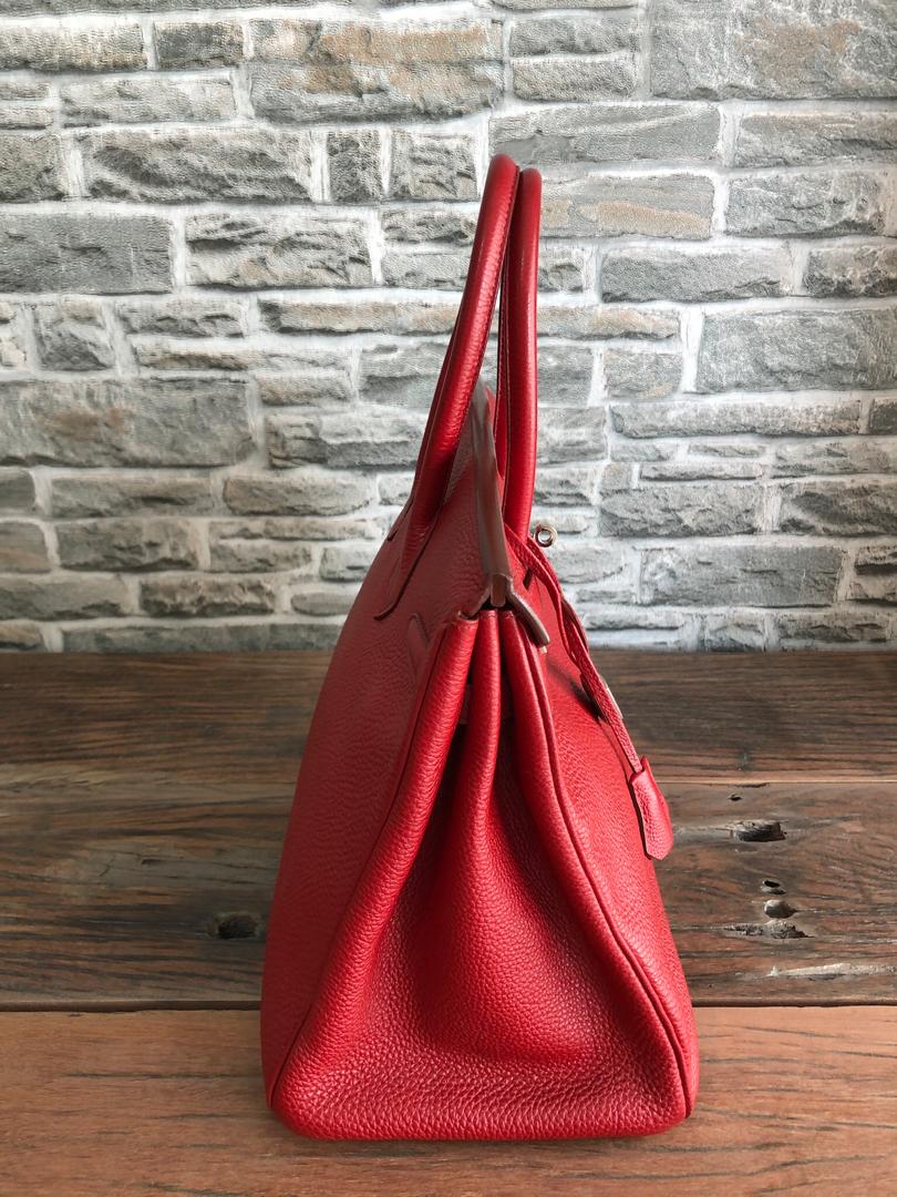 Birkin 35 Rouge Garance Togo K-Stamp with Palladium HDW - Image 3
