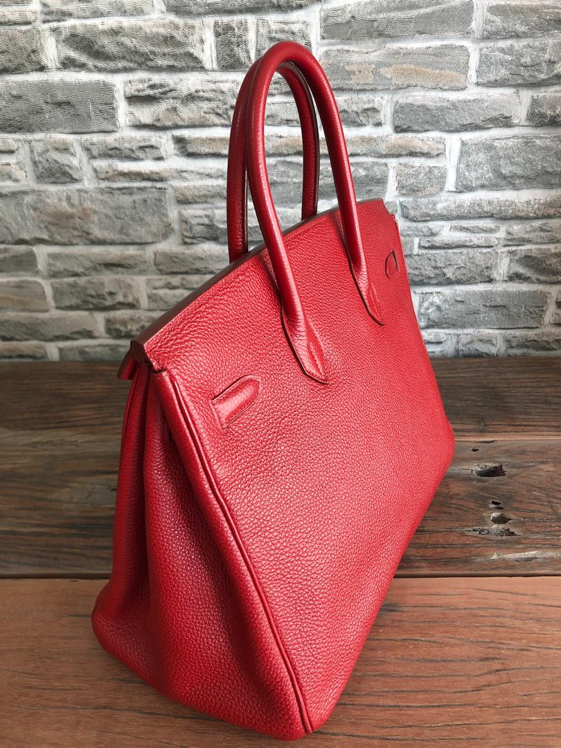 Birkin 35 Rouge Garance Togo K-Stamp with Palladium HDW - Image 4