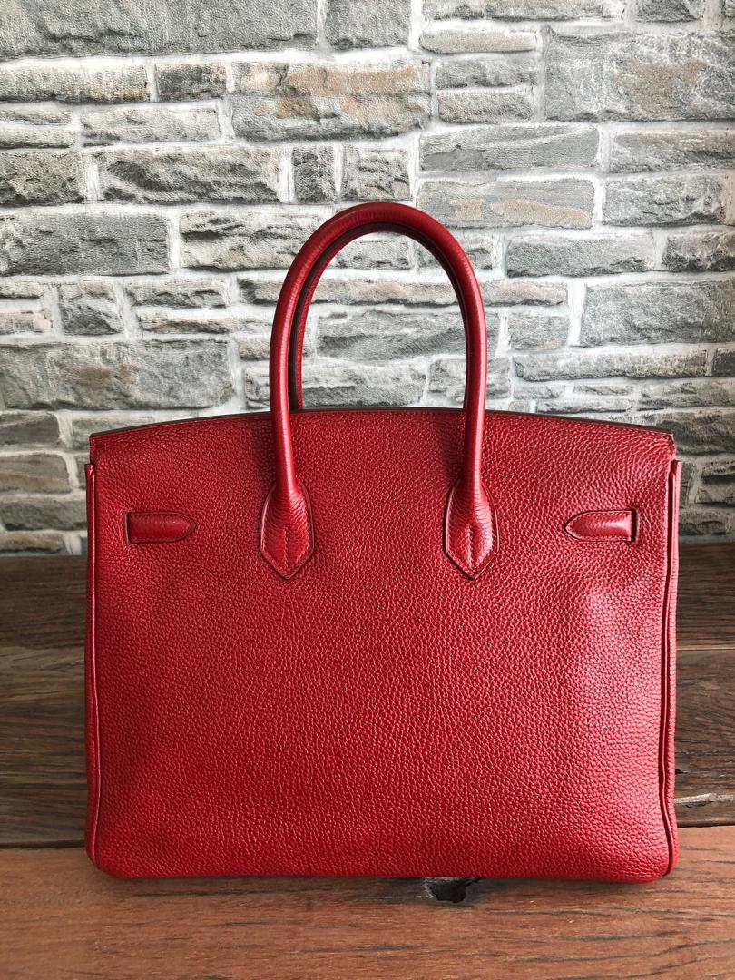 Birkin 35 Rouge Garance Togo K-Stamp with Palladium HDW - Image 5