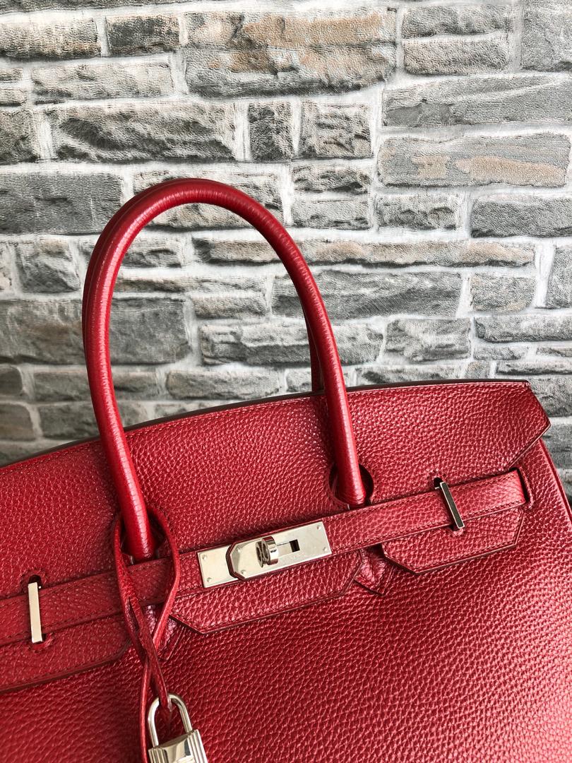 Birkin 35 Rouge Garance Togo K-Stamp with Palladium HDW - Image 6