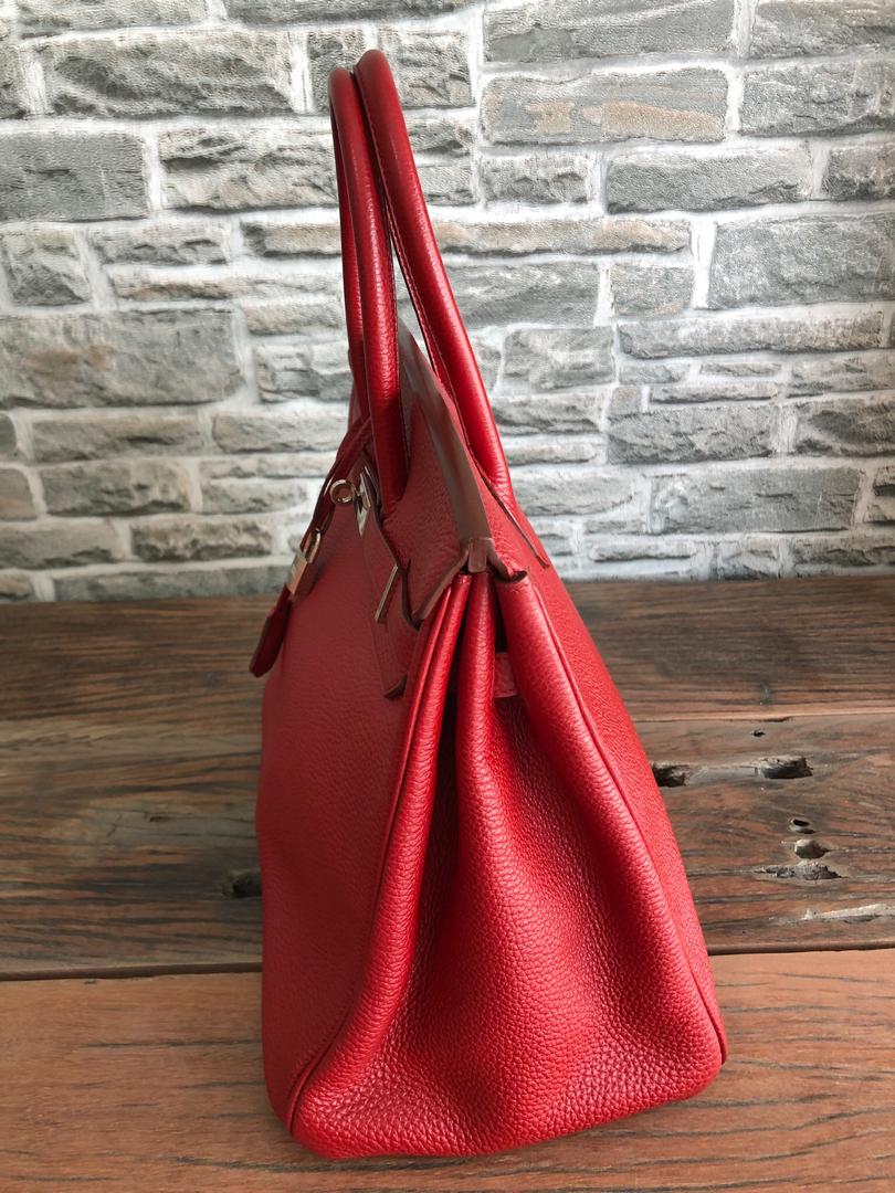 Birkin 35 Rouge Garance Togo K-Stamp with Palladium HDW - Image 7