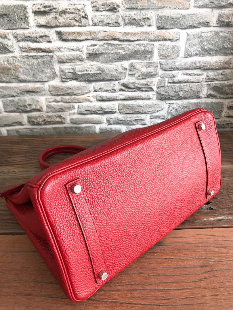 Birkin 35 Rouge Garance Togo K-Stamp with Palladium HDW - Image 8