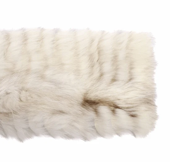Tiered Blue Fox Fur Ladies Coat in White - Image 6
