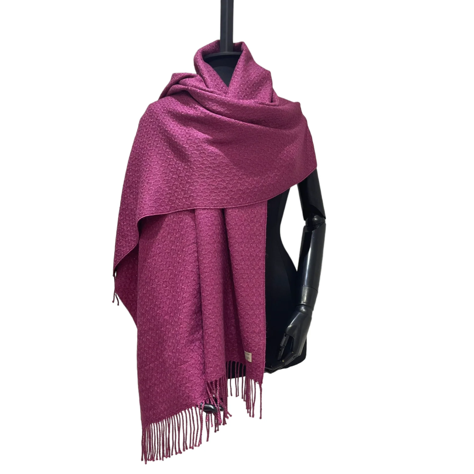 Silk Scarf Cashmere Solid Signature Pattern Purple - Image 5