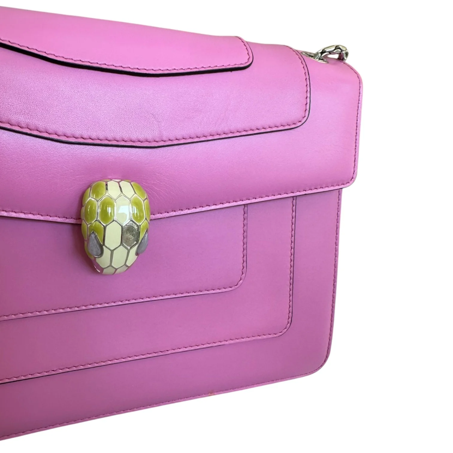 Serpenti Forever Shoulder Calfskin Pink SHW - Image 12