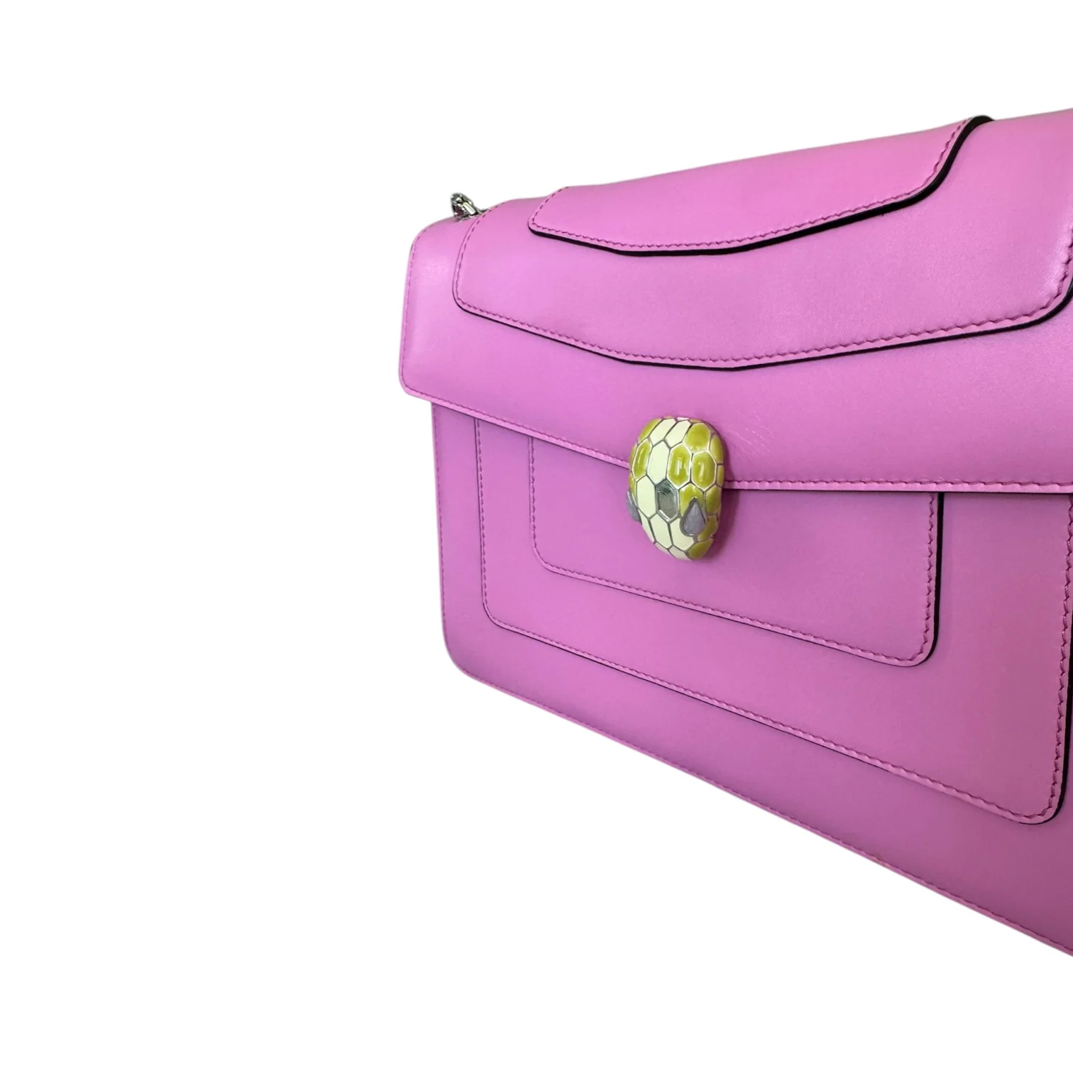 Serpenti Forever Shoulder Calfskin Pink SHW - Image 13