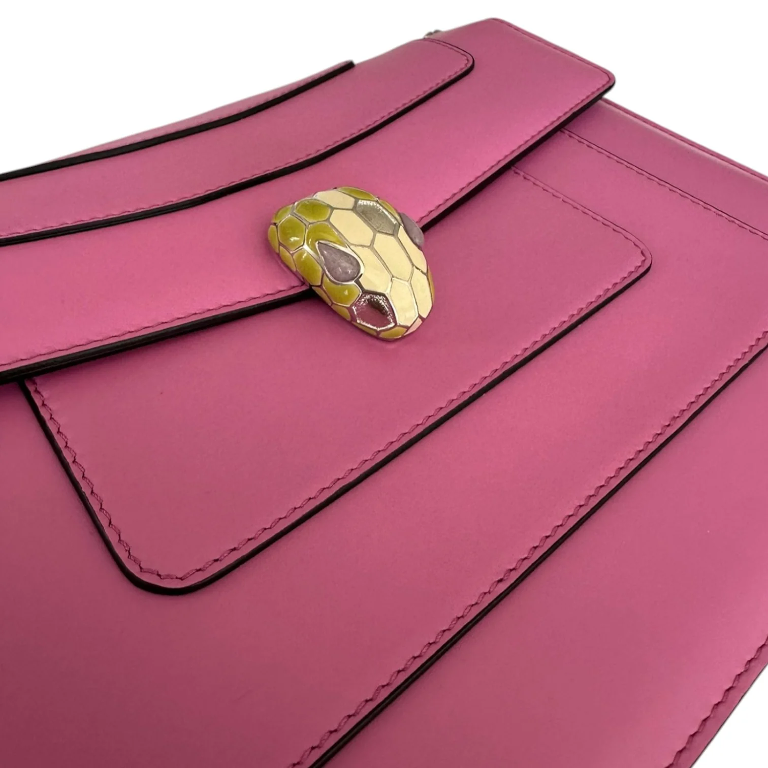 Serpenti Forever Shoulder Calfskin Pink SHW - Image 14