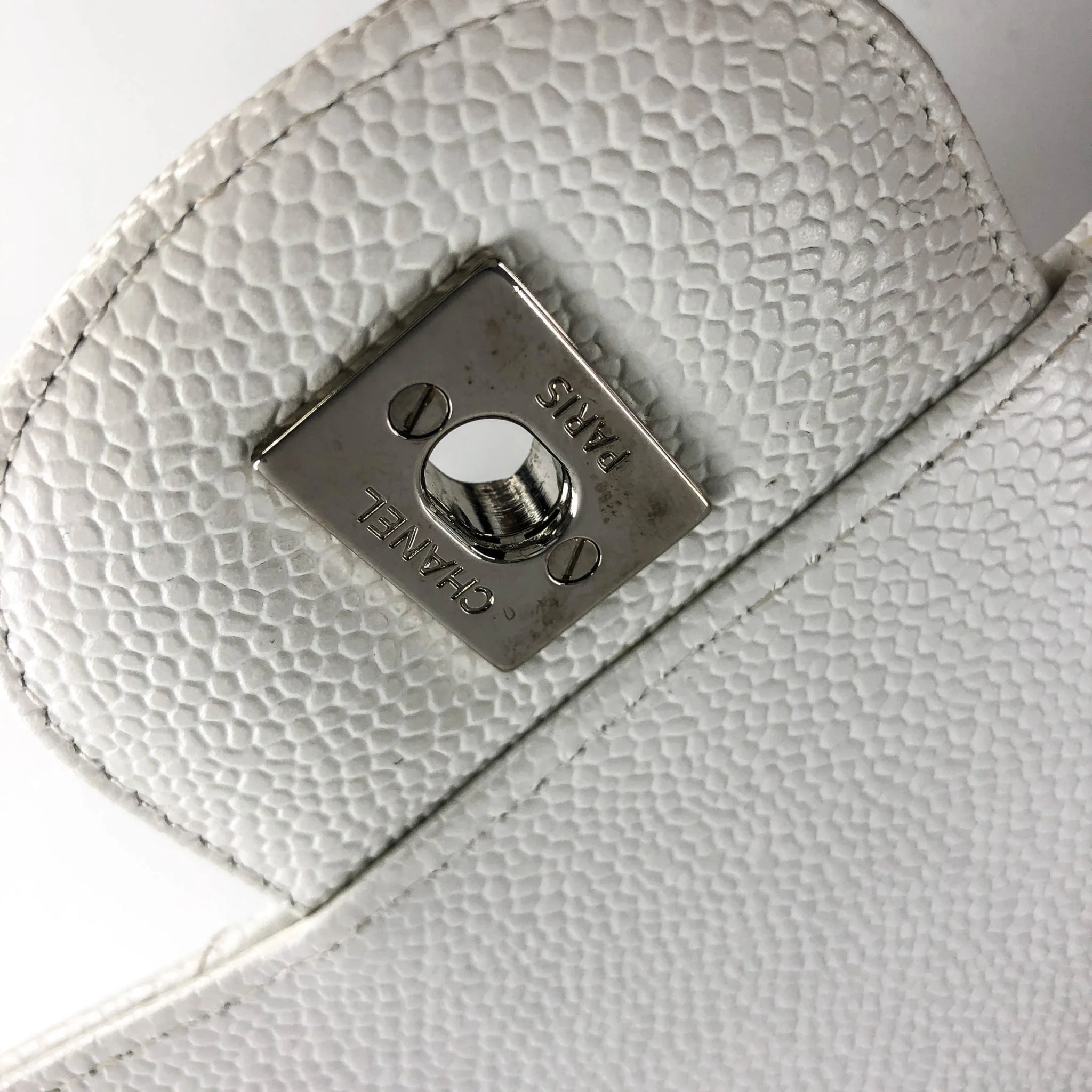 Caviar Double Flap Jumbo in White Caviar with SHW - Image 6