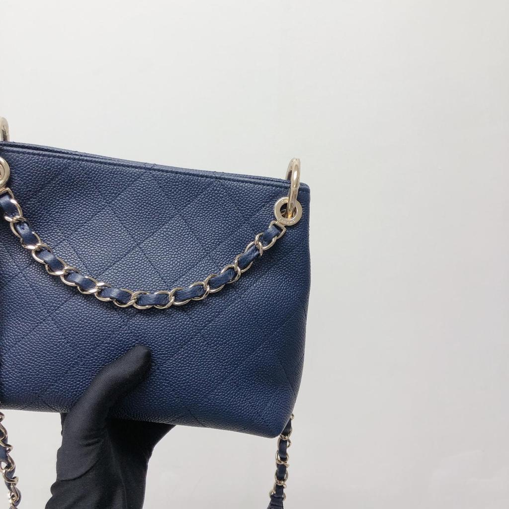 Caviar Hobo Bag Navy Blue - Image 10
