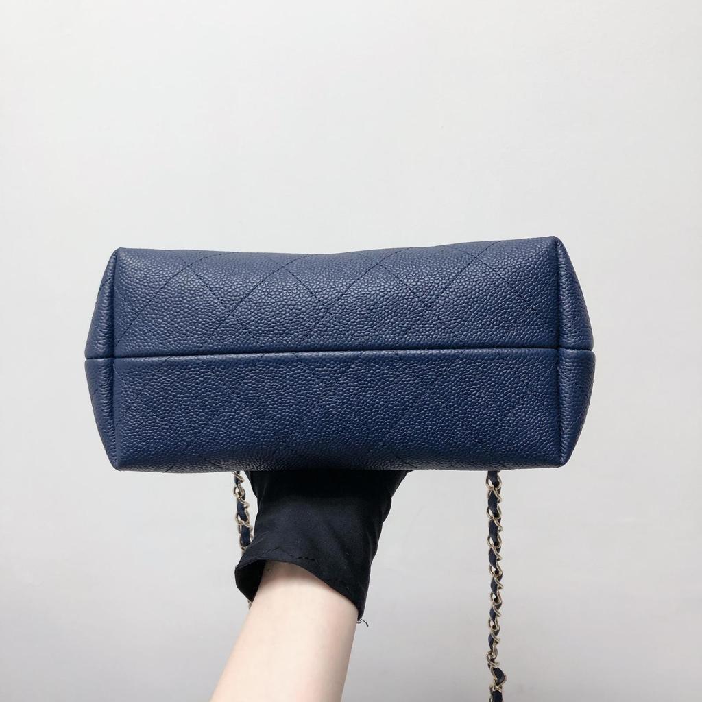 Caviar Hobo Bag Navy Blue - Image 11