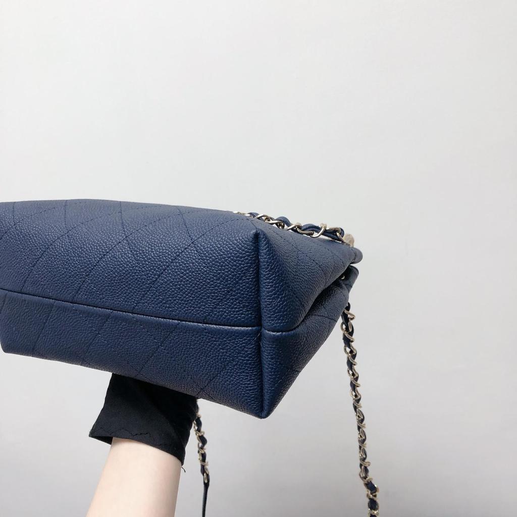 Caviar Hobo Bag Navy Blue - Image 14