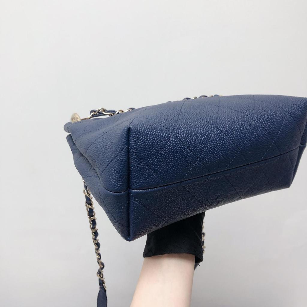 Caviar Hobo Bag Navy Blue - Image 15