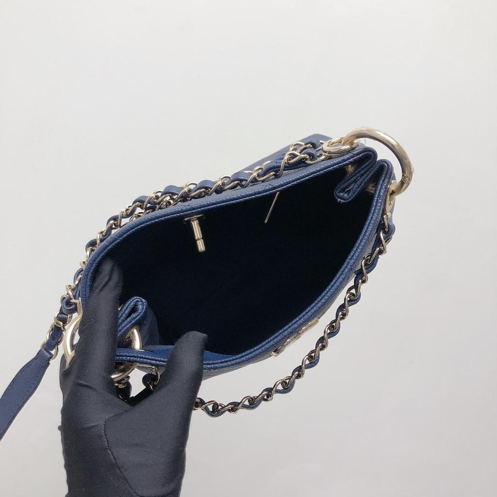 Caviar Hobo Bag Navy Blue - Image 16