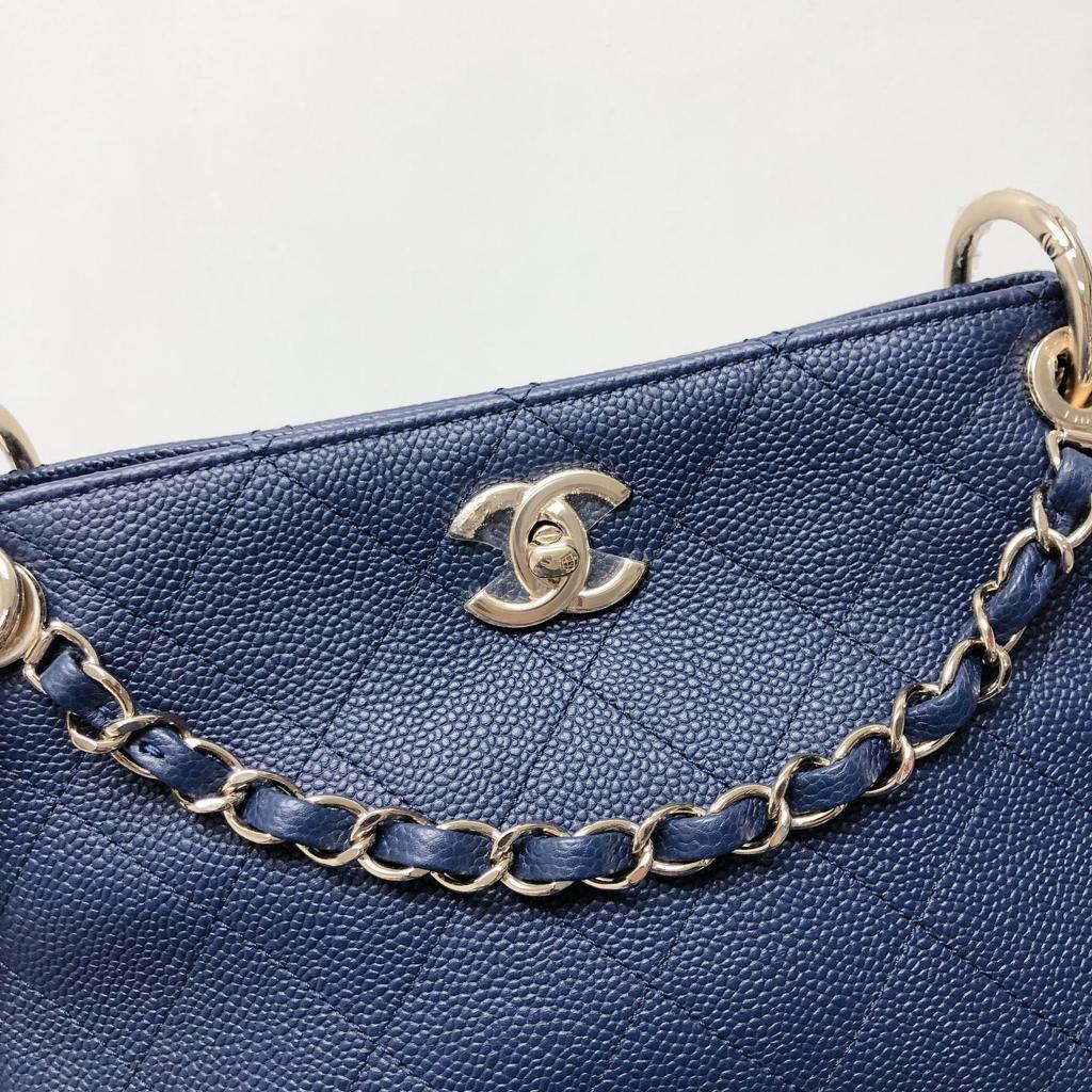 Caviar Hobo Bag Navy Blue - Image 5