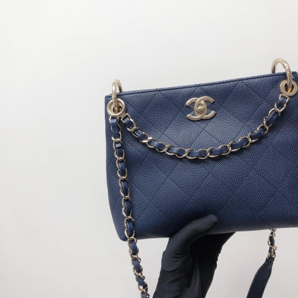 Caviar Hobo Bag Navy Blue - Image 7