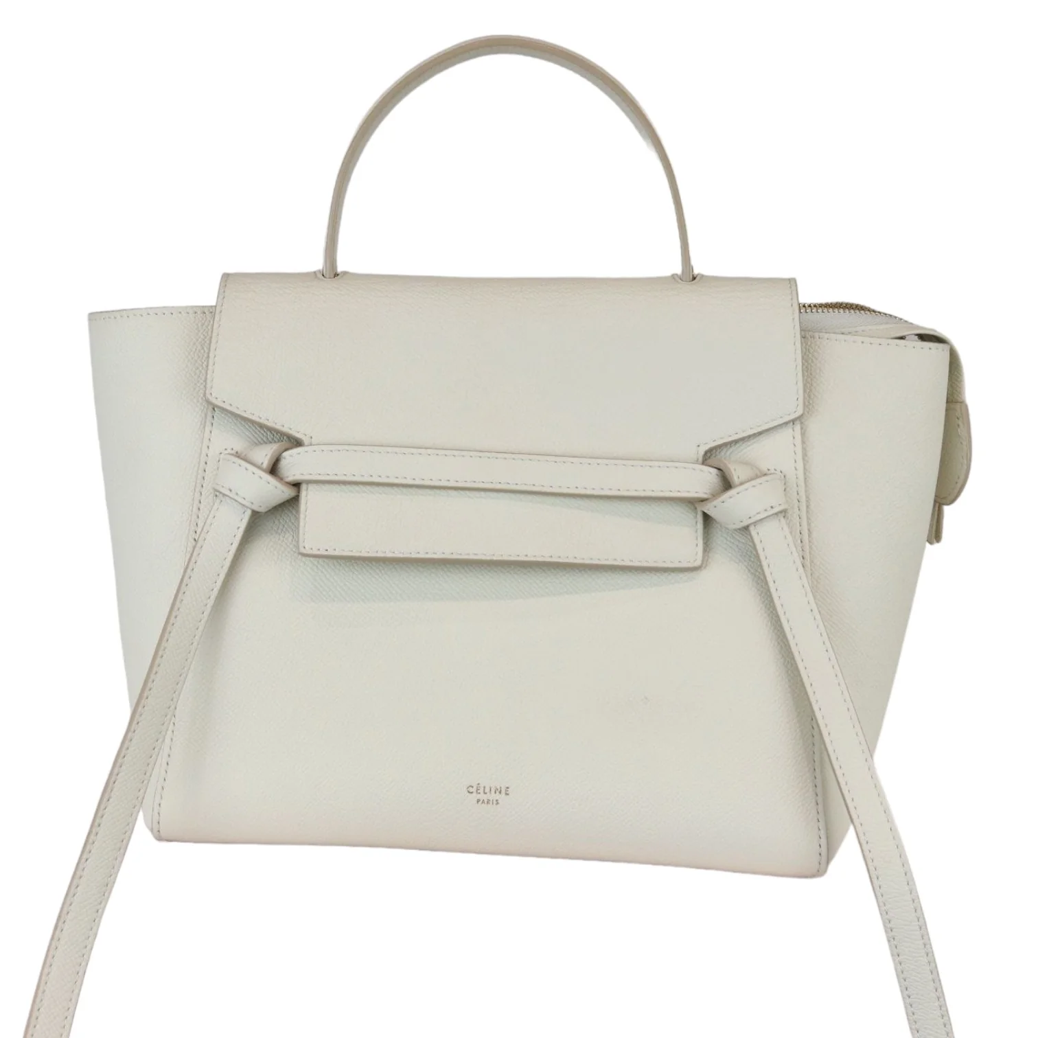 Belt Bag Mini Grained Calfskin White GHW - Image 15