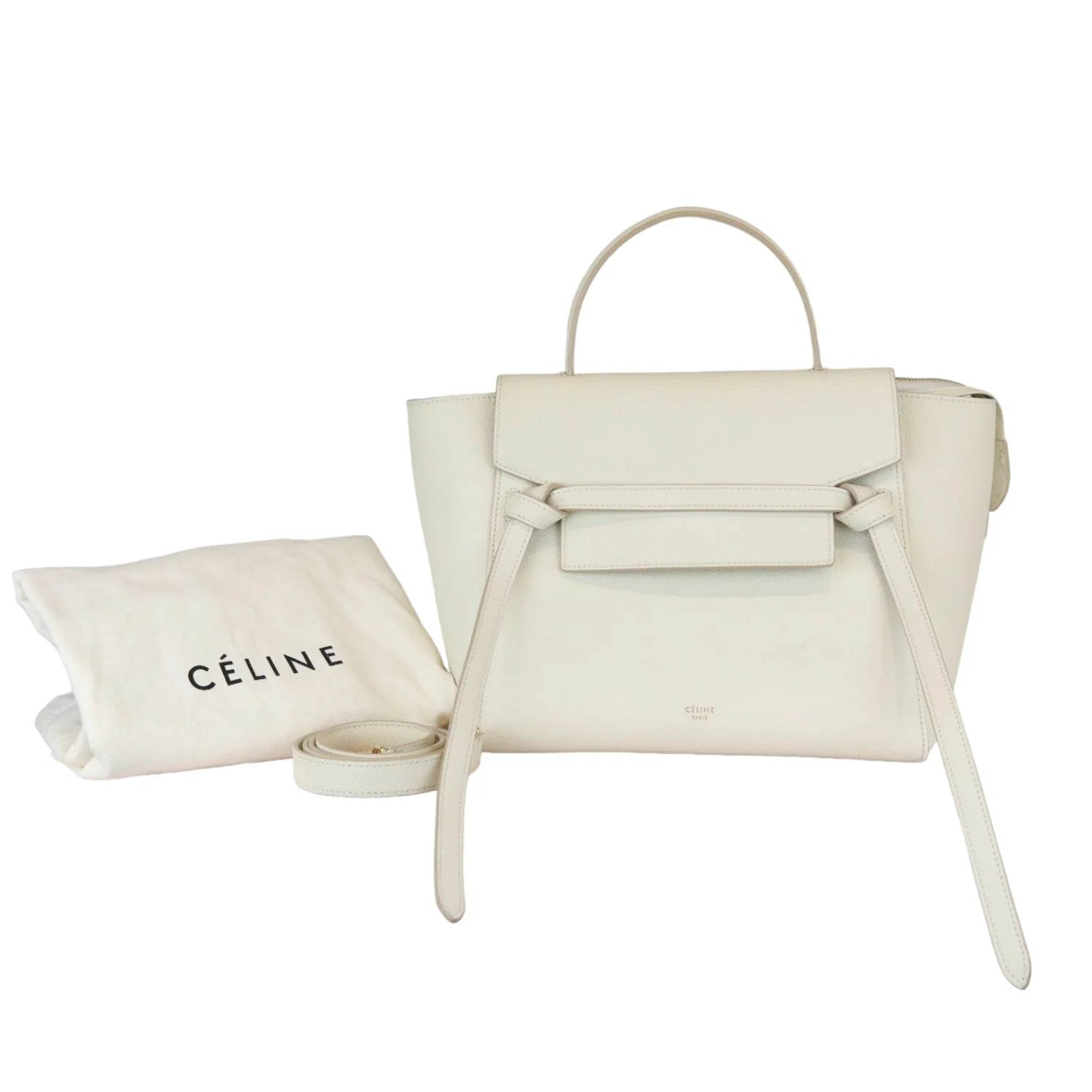 Belt Bag Mini Grained Calfskin White GHW - Image 2