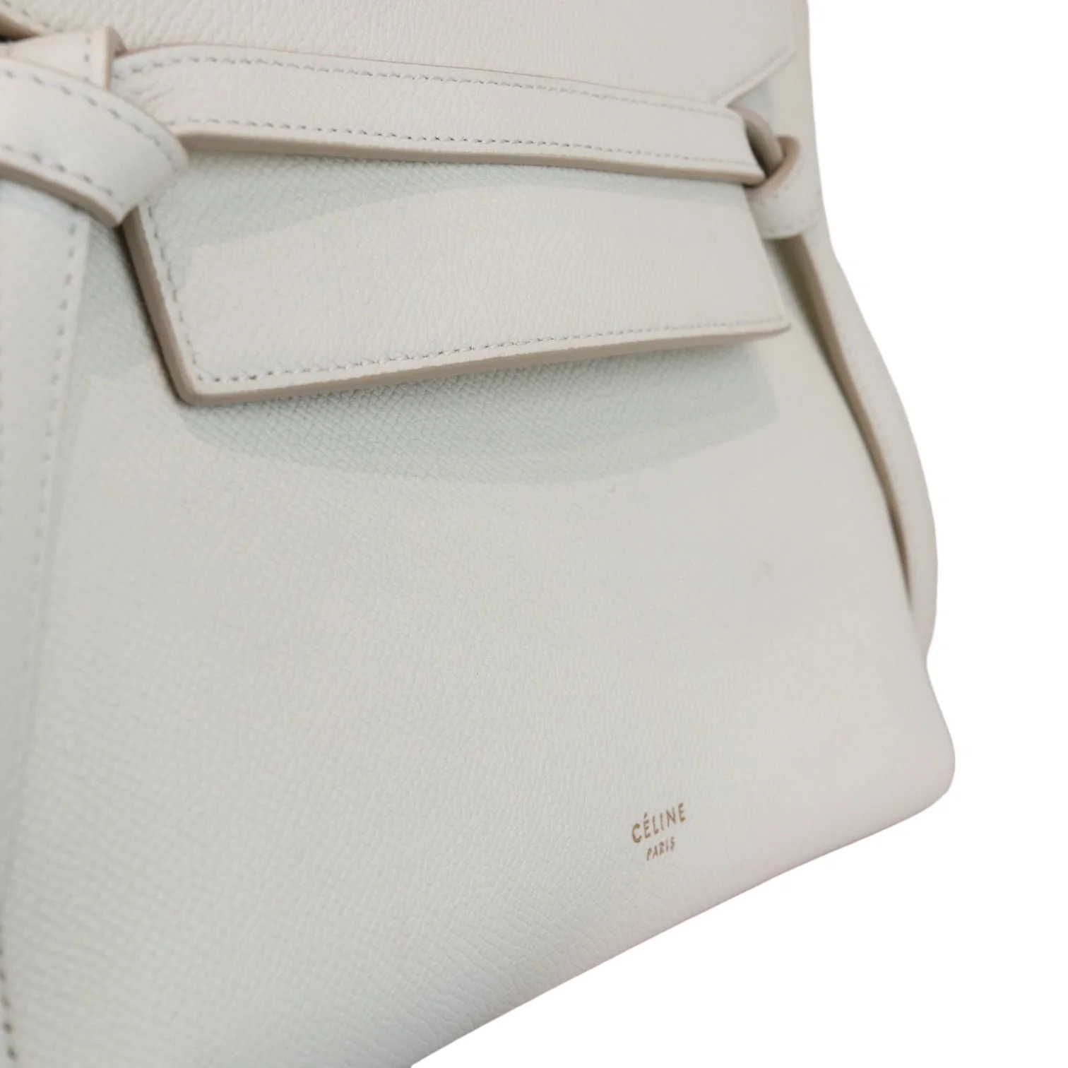 Belt Bag Mini Grained Calfskin White GHW - Image 22