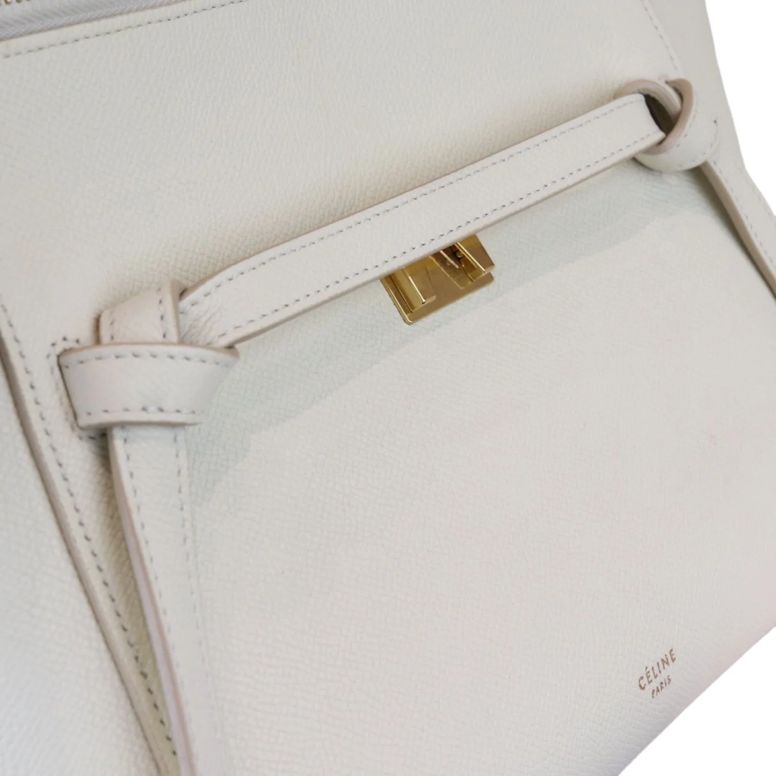 Belt Bag Mini Grained Calfskin White GHW - Image 25