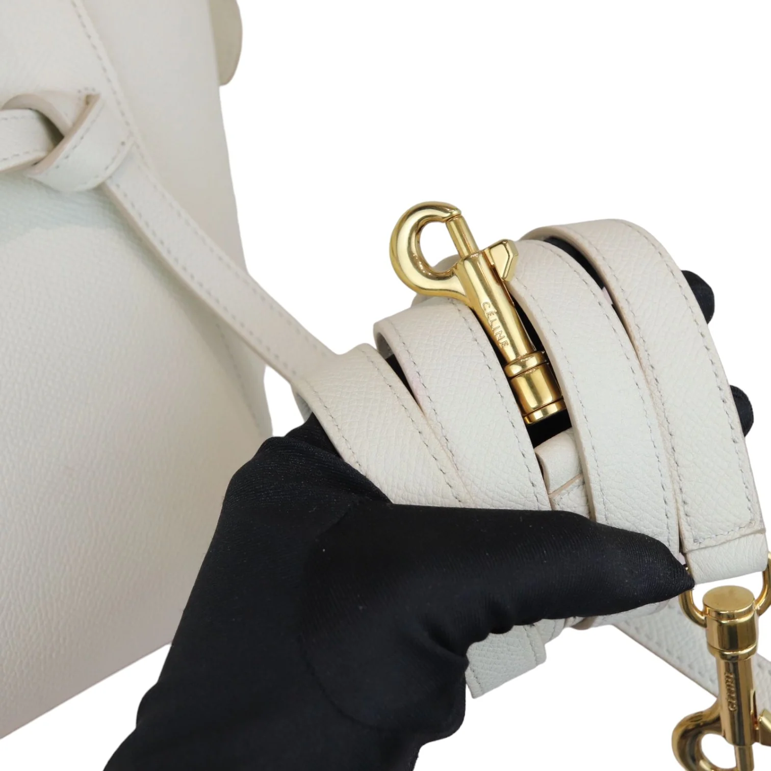 Belt Bag Mini Grained Calfskin White GHW - Image 28