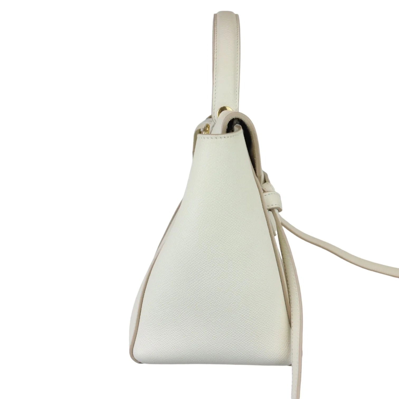 Belt Bag Mini Grained Calfskin White GHW - Image 4