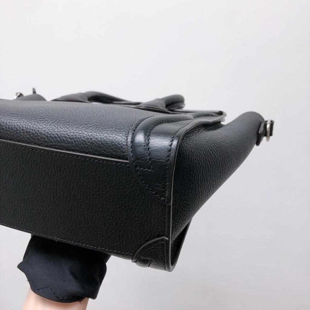 Drummed Leather Nano Luggage Tote Black - Image 12