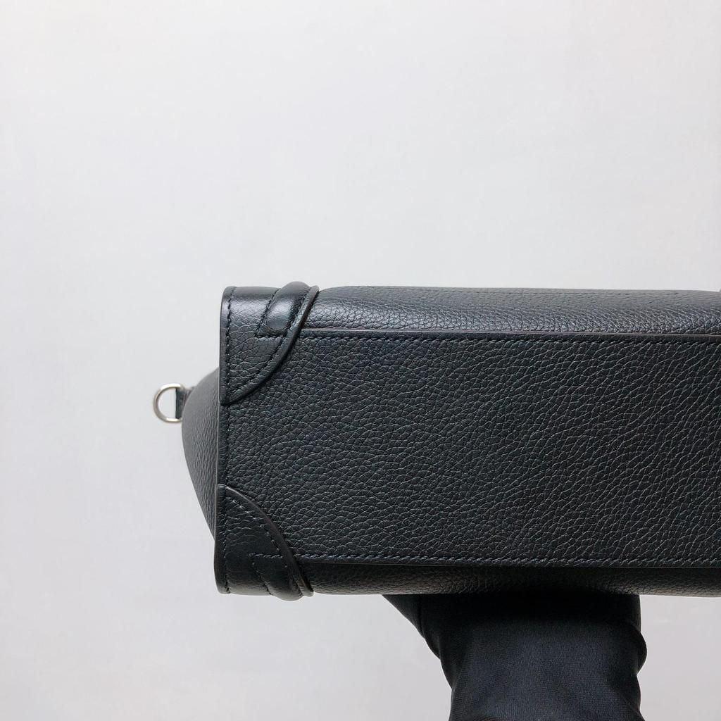 Drummed Leather Nano Luggage Tote Black - Image 15