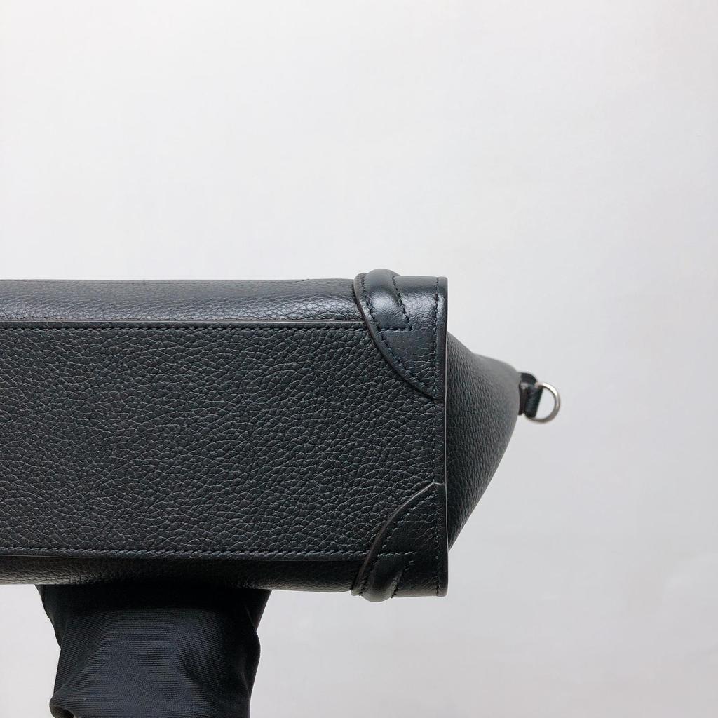 Drummed Leather Nano Luggage Tote Black - Image 16