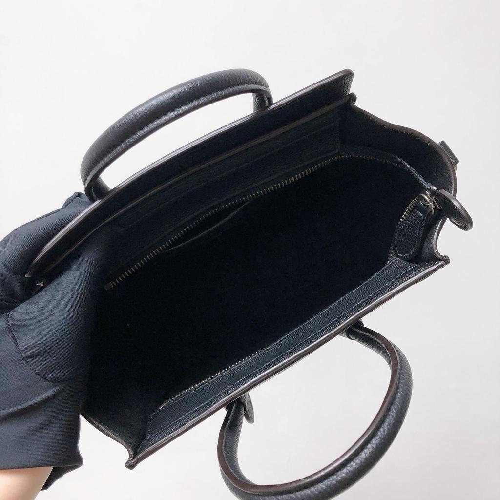 Drummed Leather Nano Luggage Tote Black - Image 23