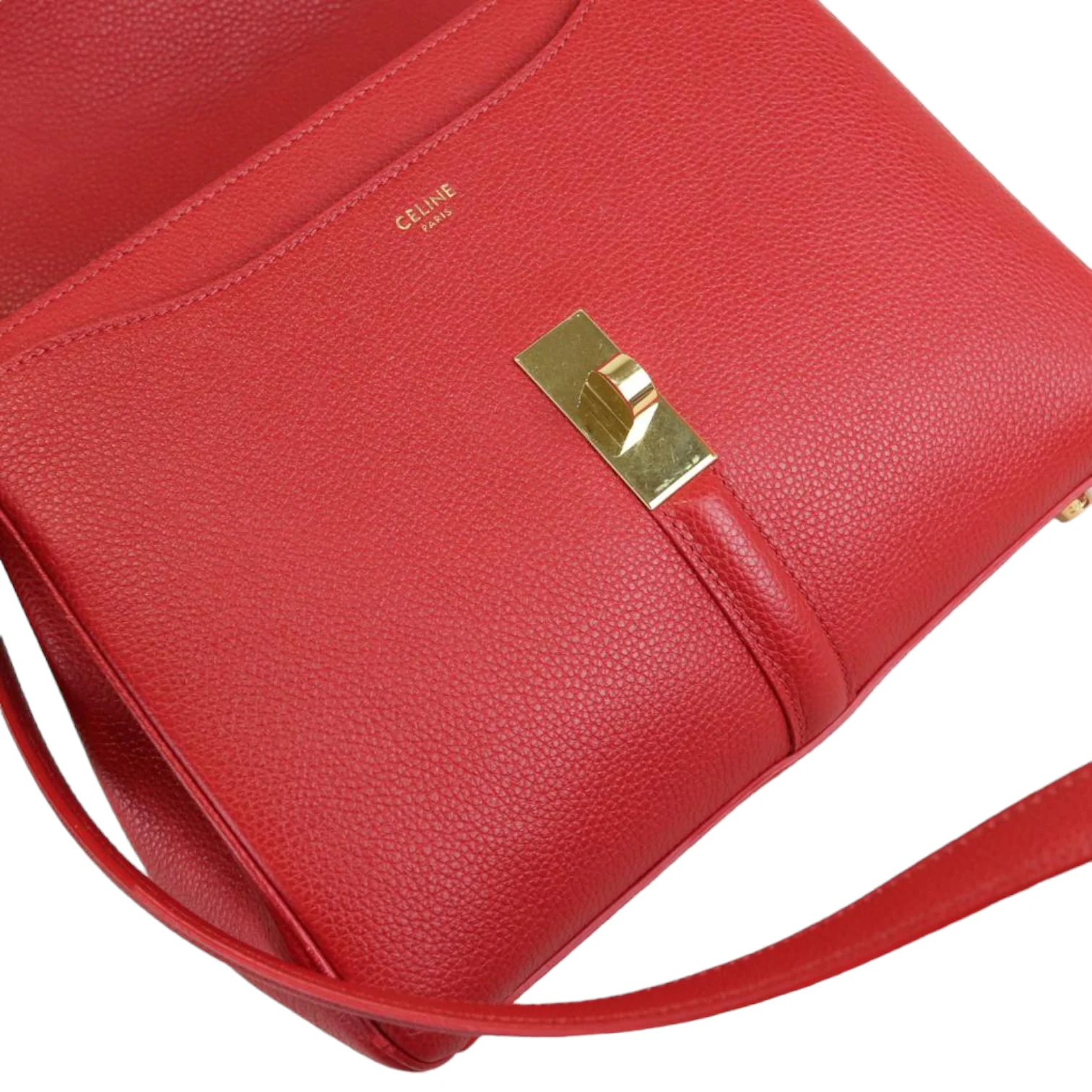 Grained Calfskin Small 16 Top Handle Red GHW - Image 15