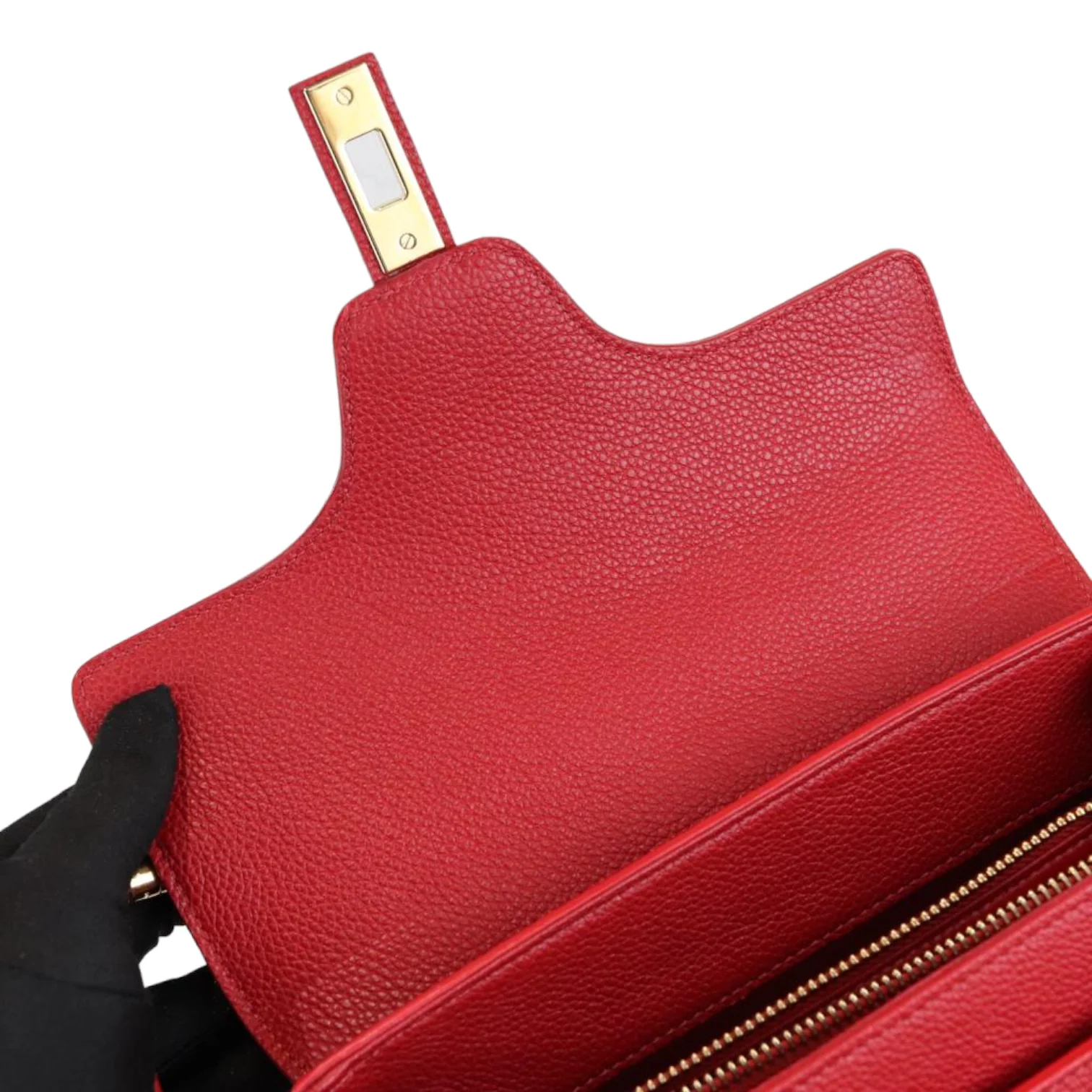 Grained Calfskin Small 16 Top Handle Red GHW - Image 17