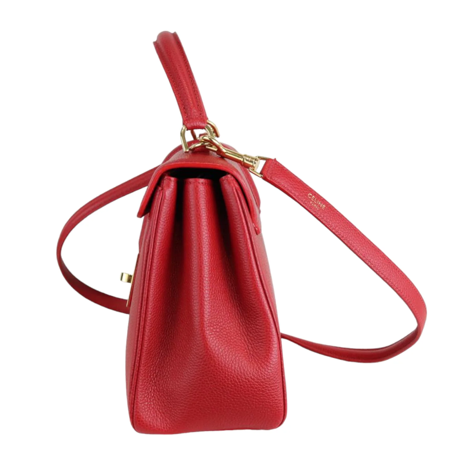 Grained Calfskin Small 16 Top Handle Red GHW - Image 5