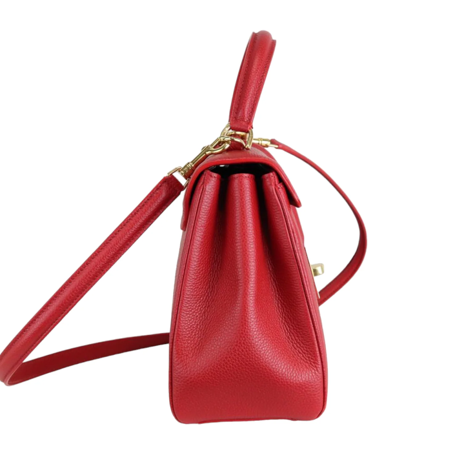 Grained Calfskin Small 16 Top Handle Red GHW - Image 6