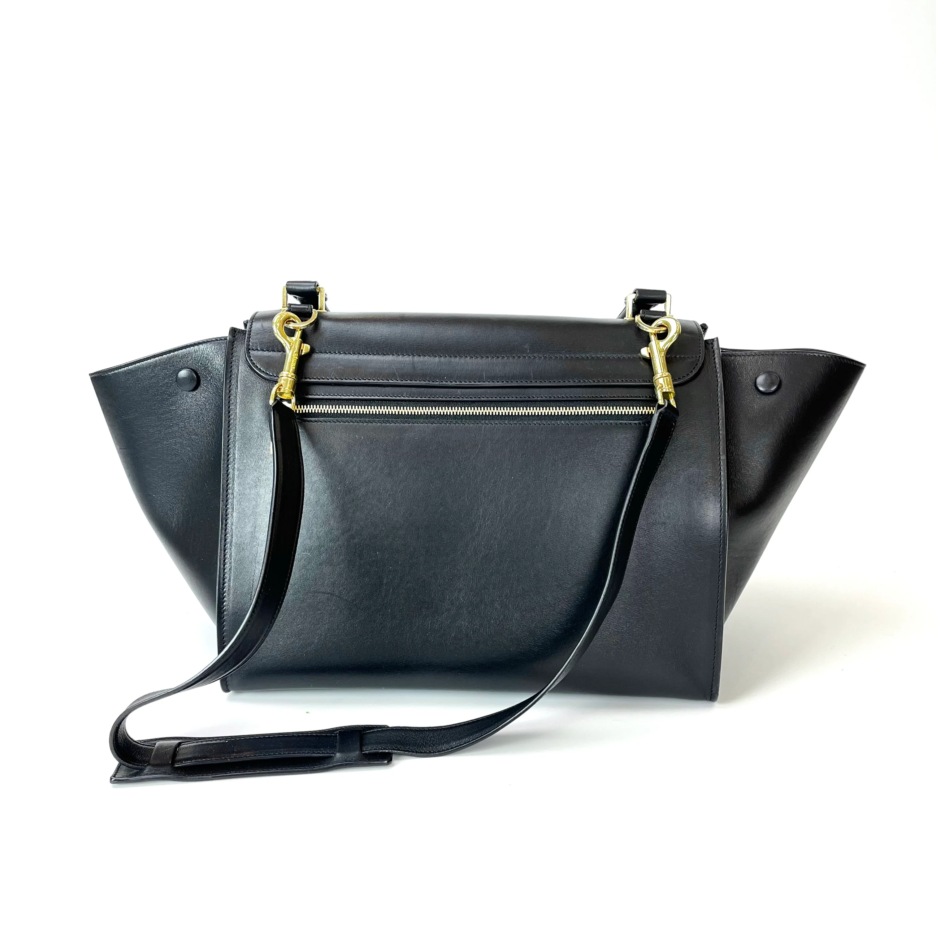 Leather Trapeze Satchel Black - Image 2