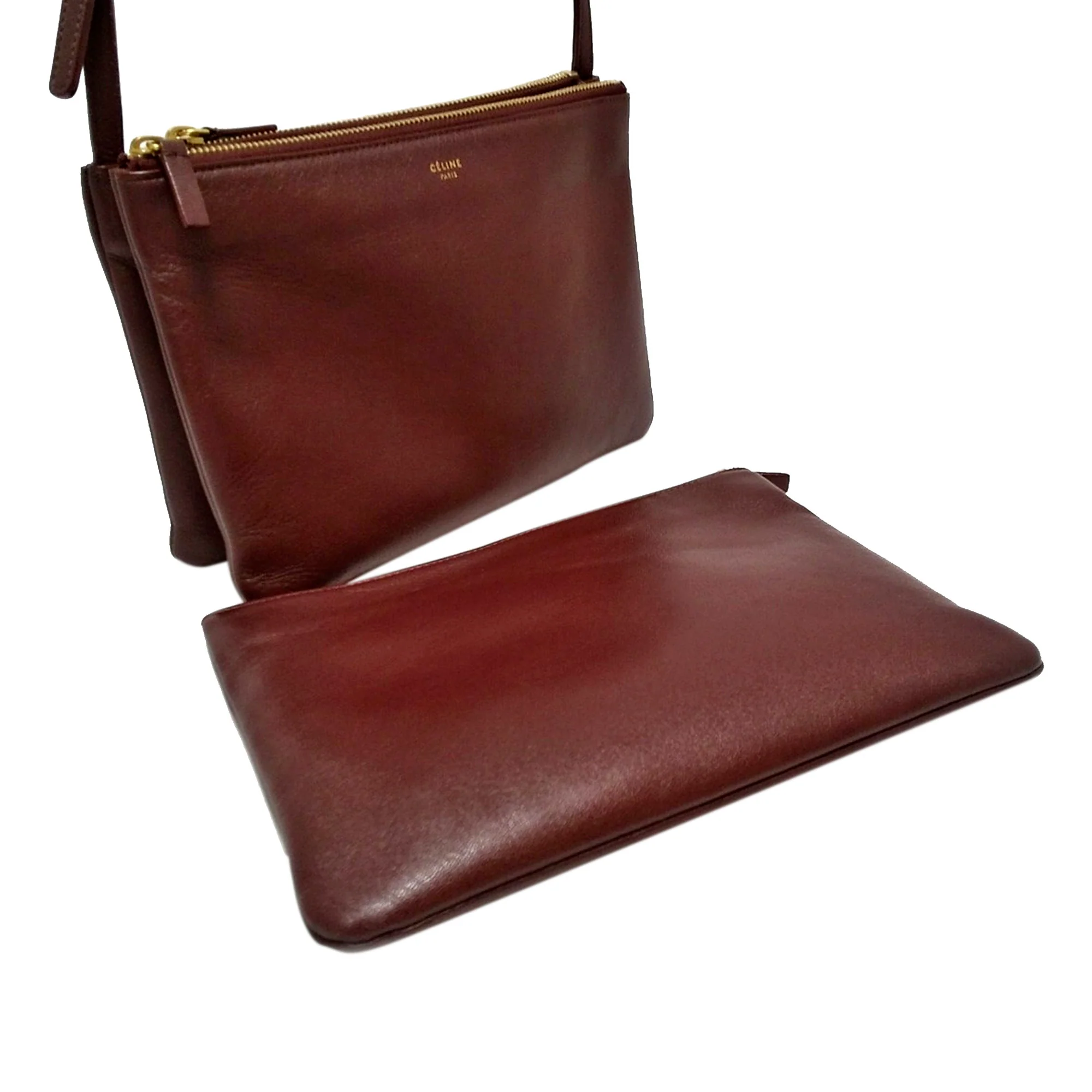 Celine Trio Leather Crossbody Bag Red - Image 8